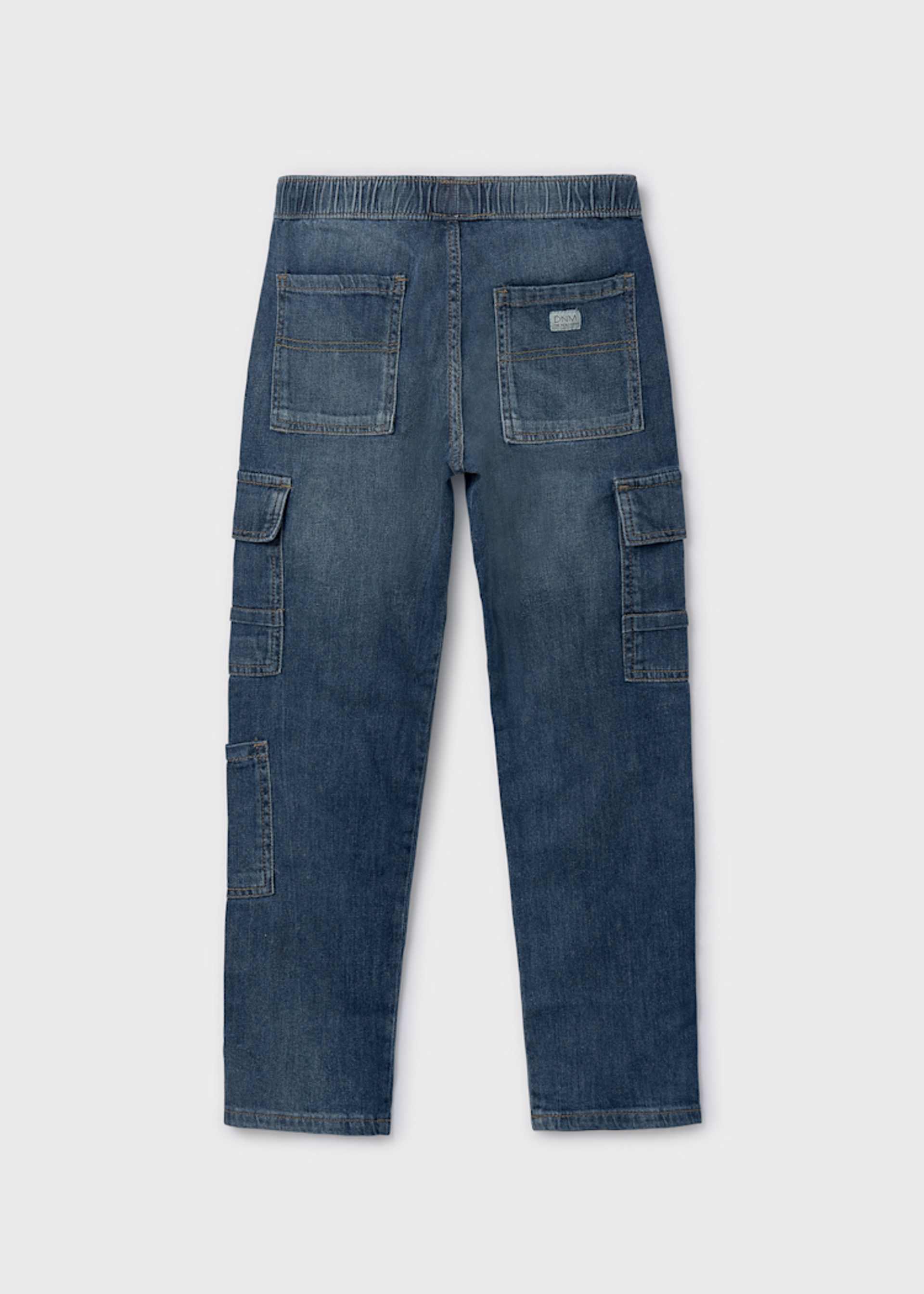 Pantalón de mezclilla cargo chico