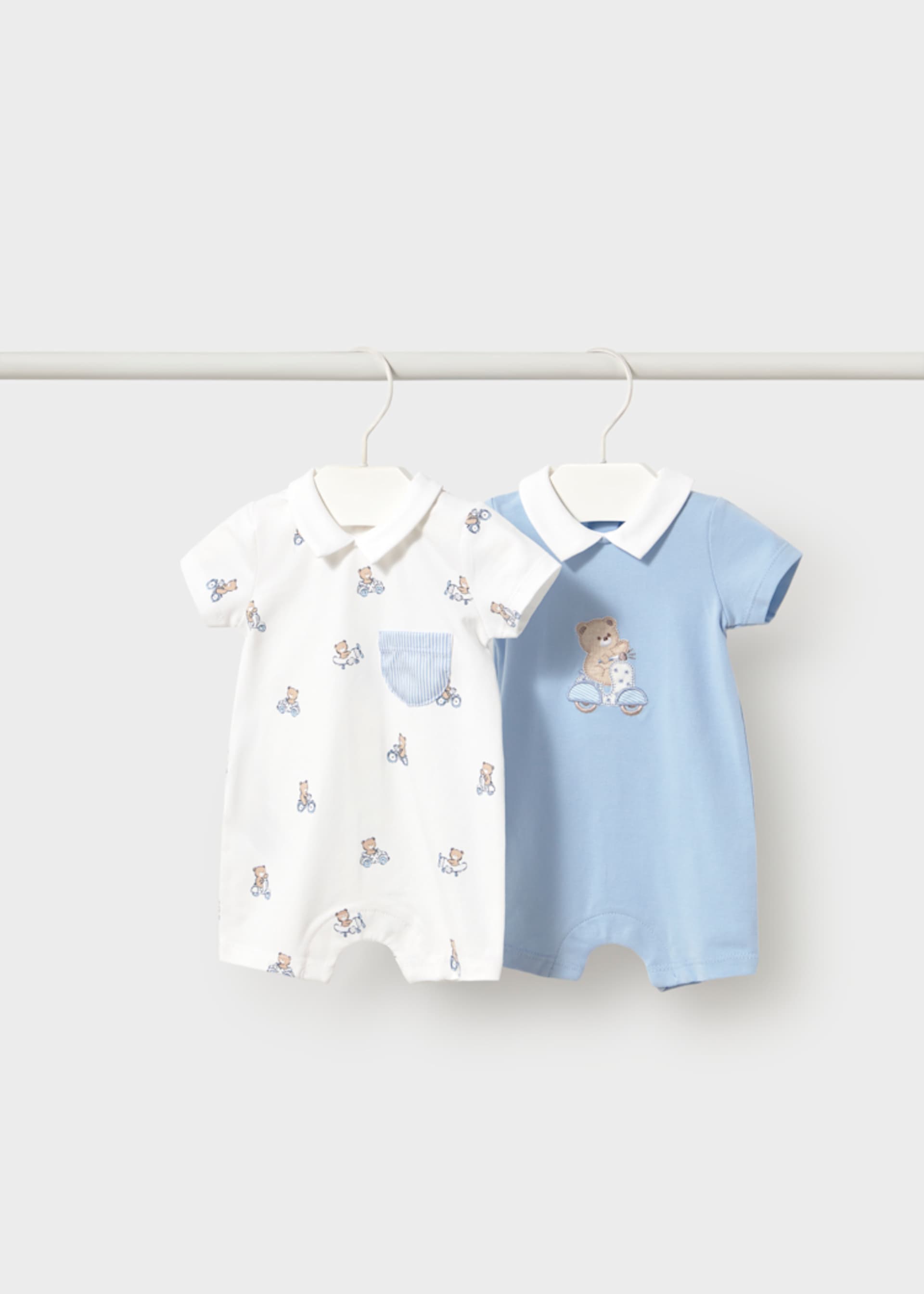 Set 2 pijamas cortas cuello bebé recién nacido