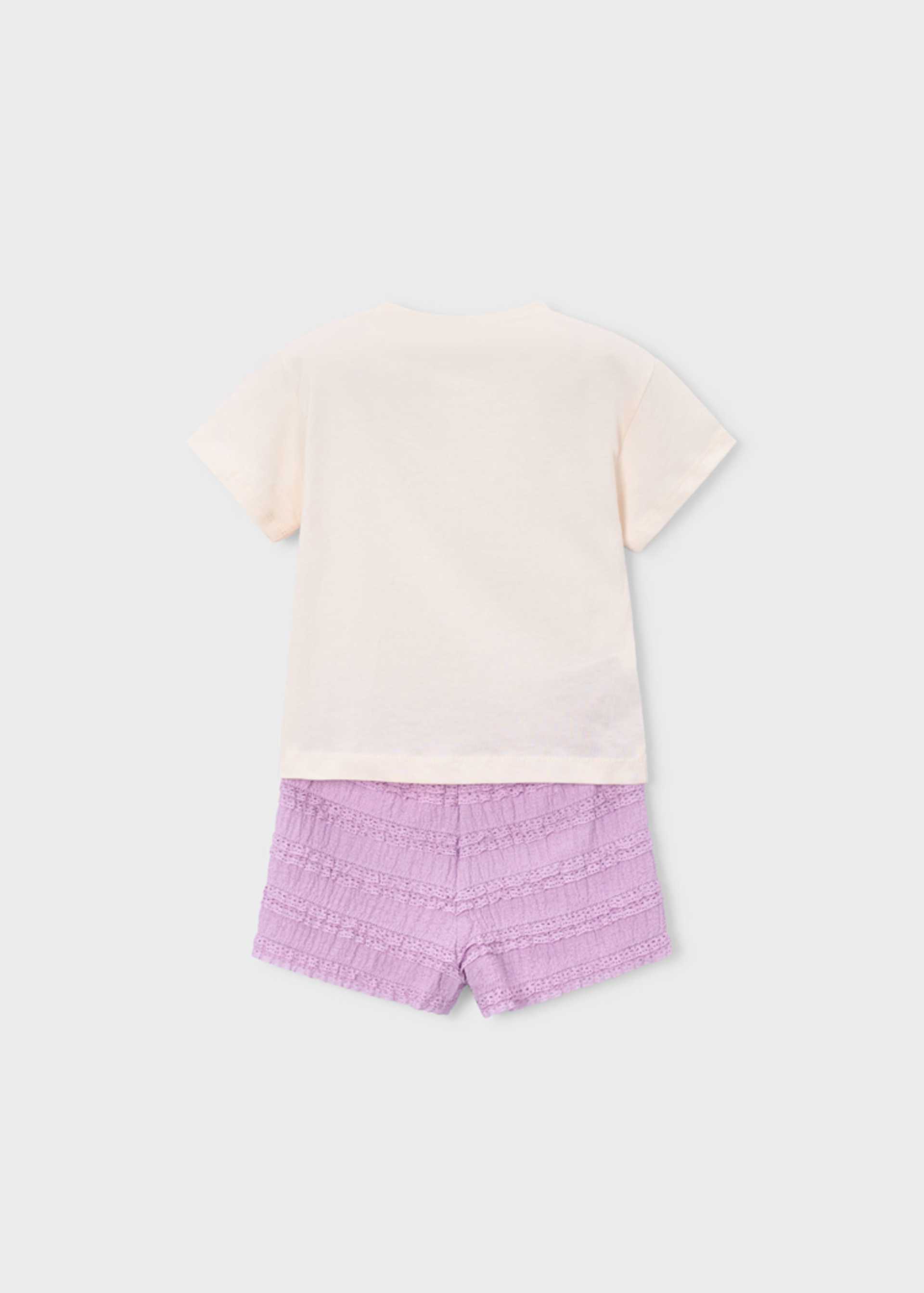 Conjunto short holanes y playera estampada niña