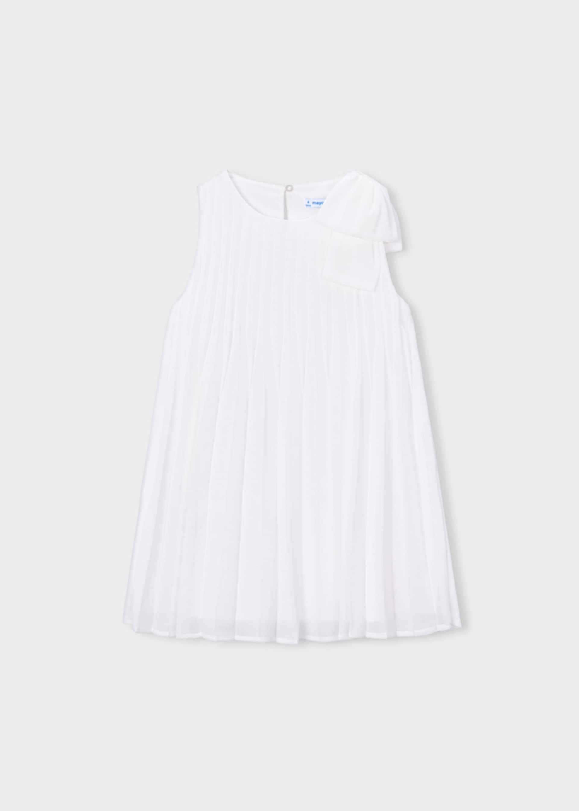 Girl Pleated Dress with Shoulder Bow