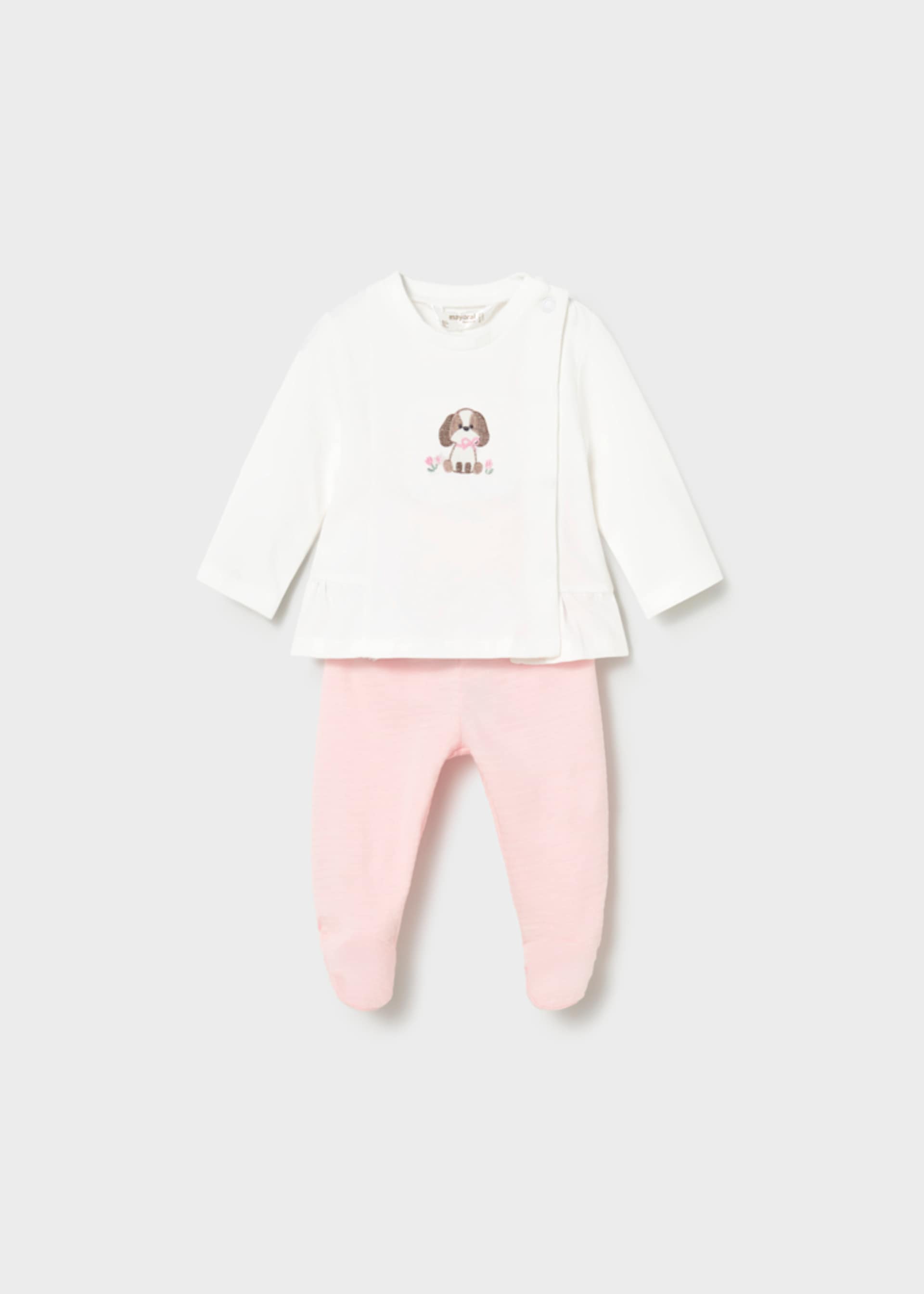 Conjunto calças com pés e camisola recém nascida Conjunto calças com pés e camisola recém nascida