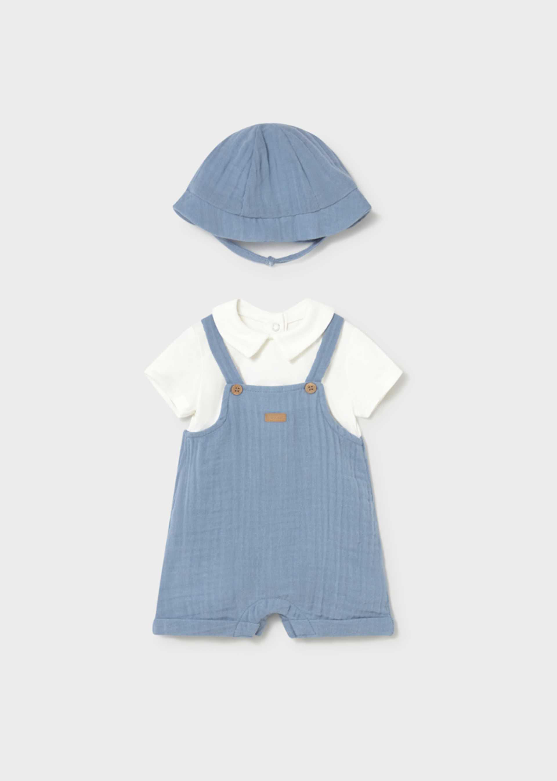 Newborn Boy Dungaree with Hat Set