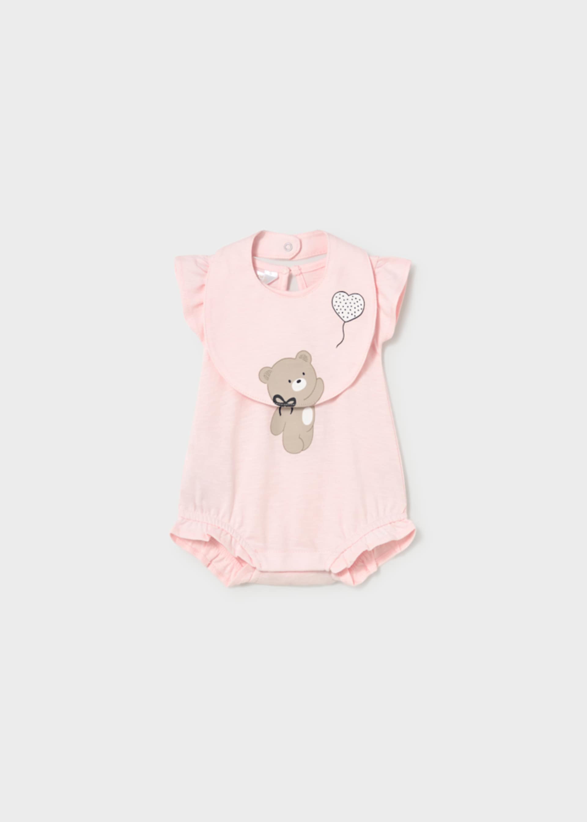 Pijama curto folho com babete recém nascida Pijama curto folho com babete recém nascida