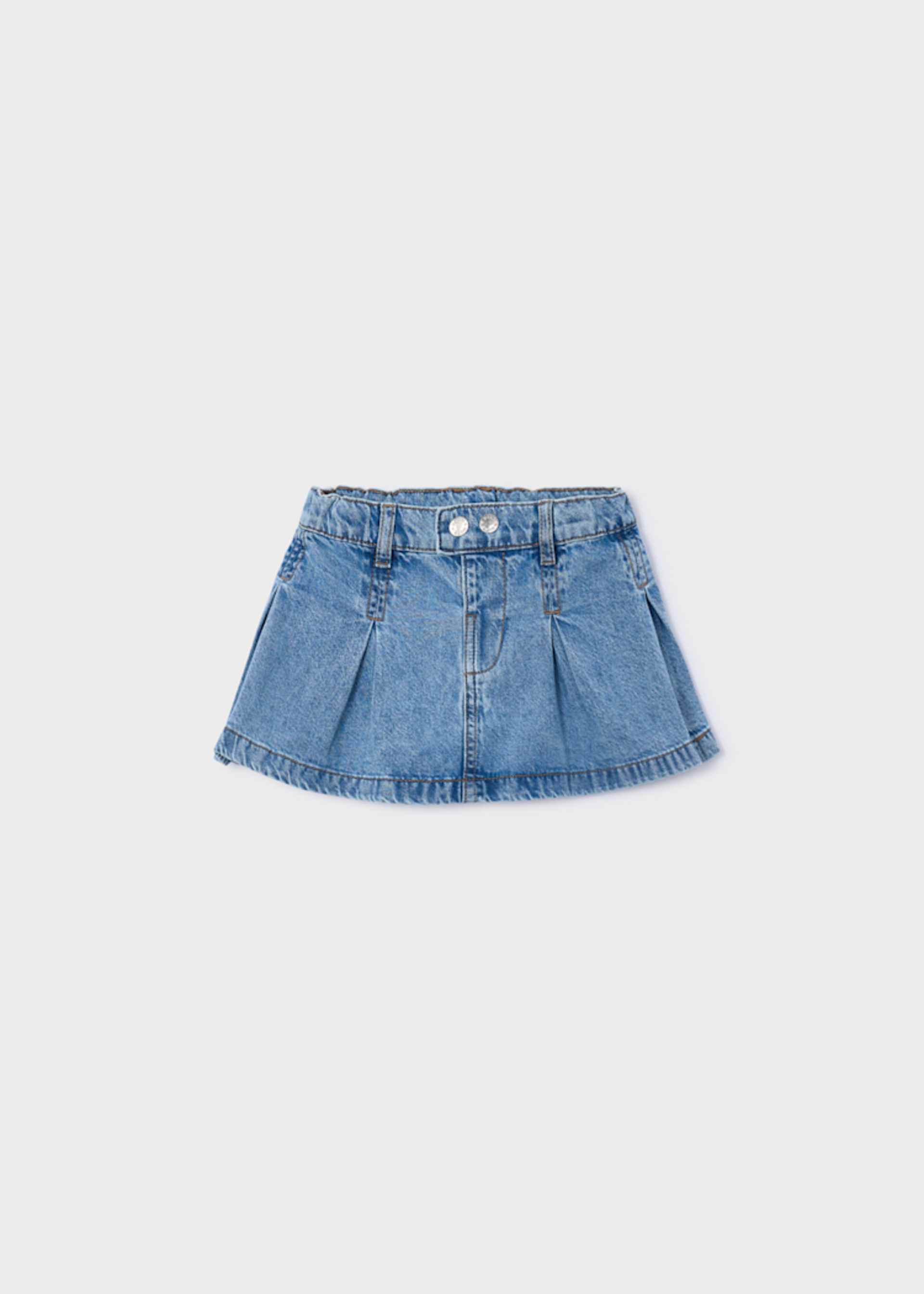 Girls' denim pleated skirt