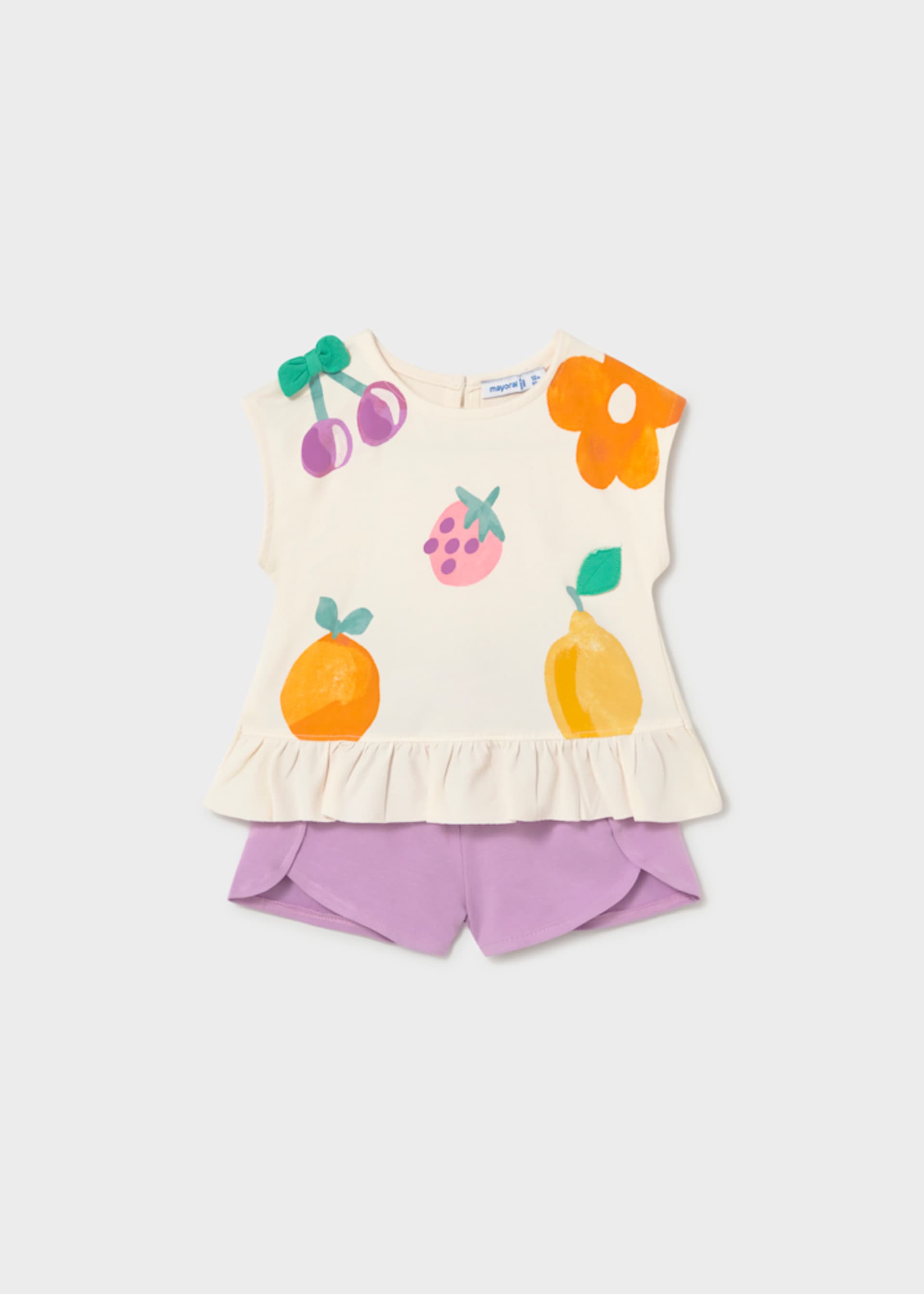 Completo pantaloncino e maglietta frutti neonata