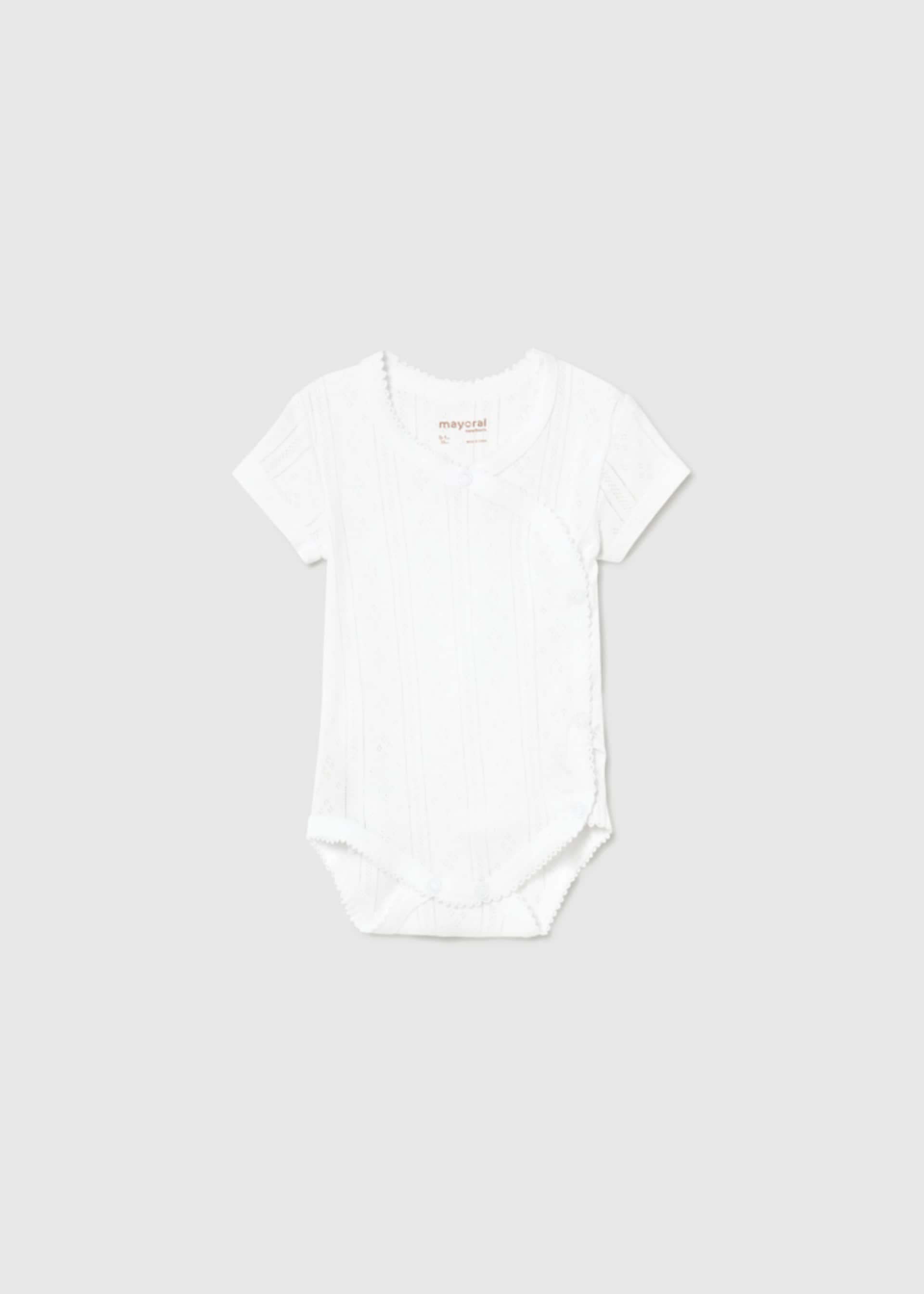 Short-sleeved openwork bodysuit for newborns