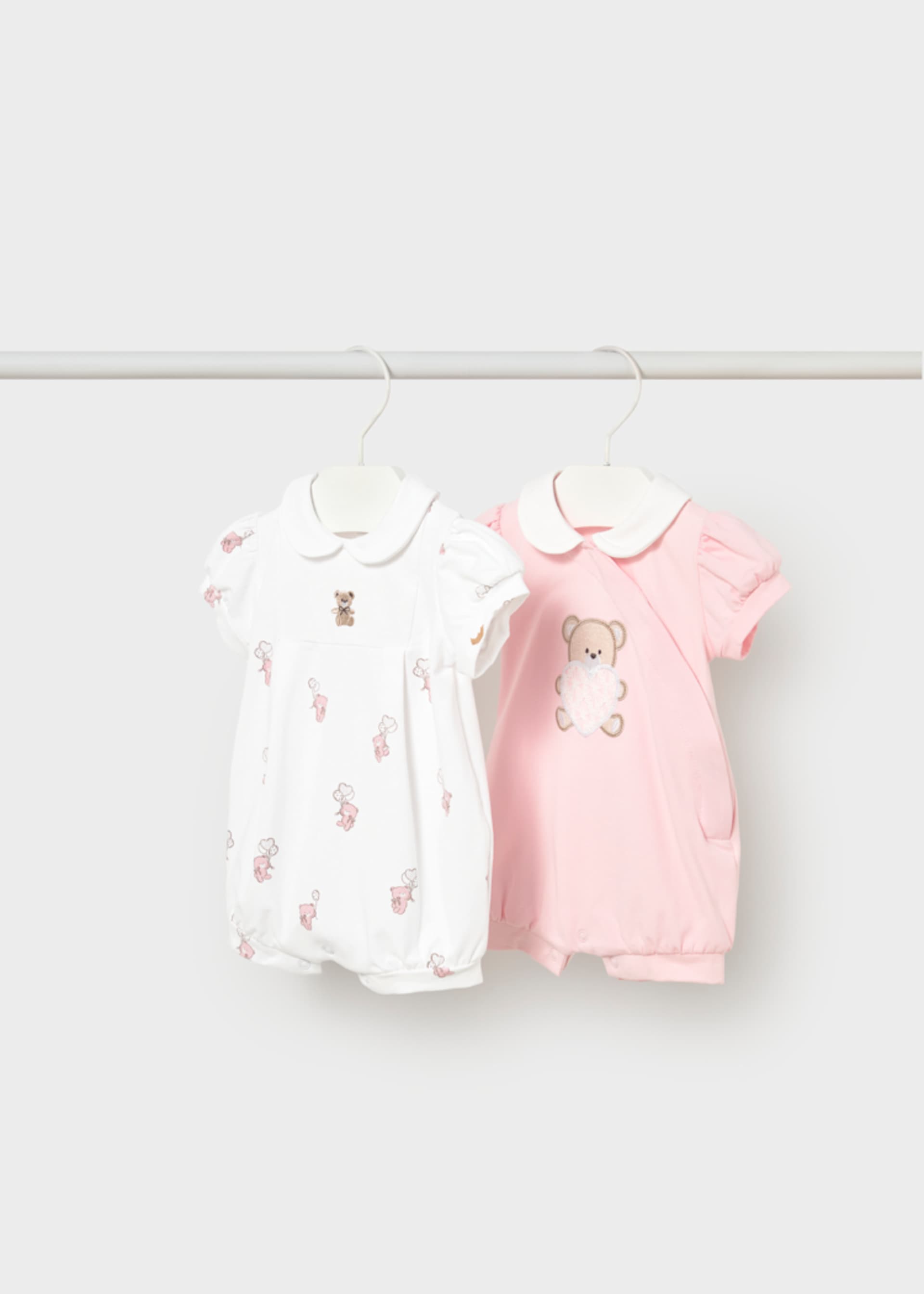 Set 2 pigiami corti ricamati neonata