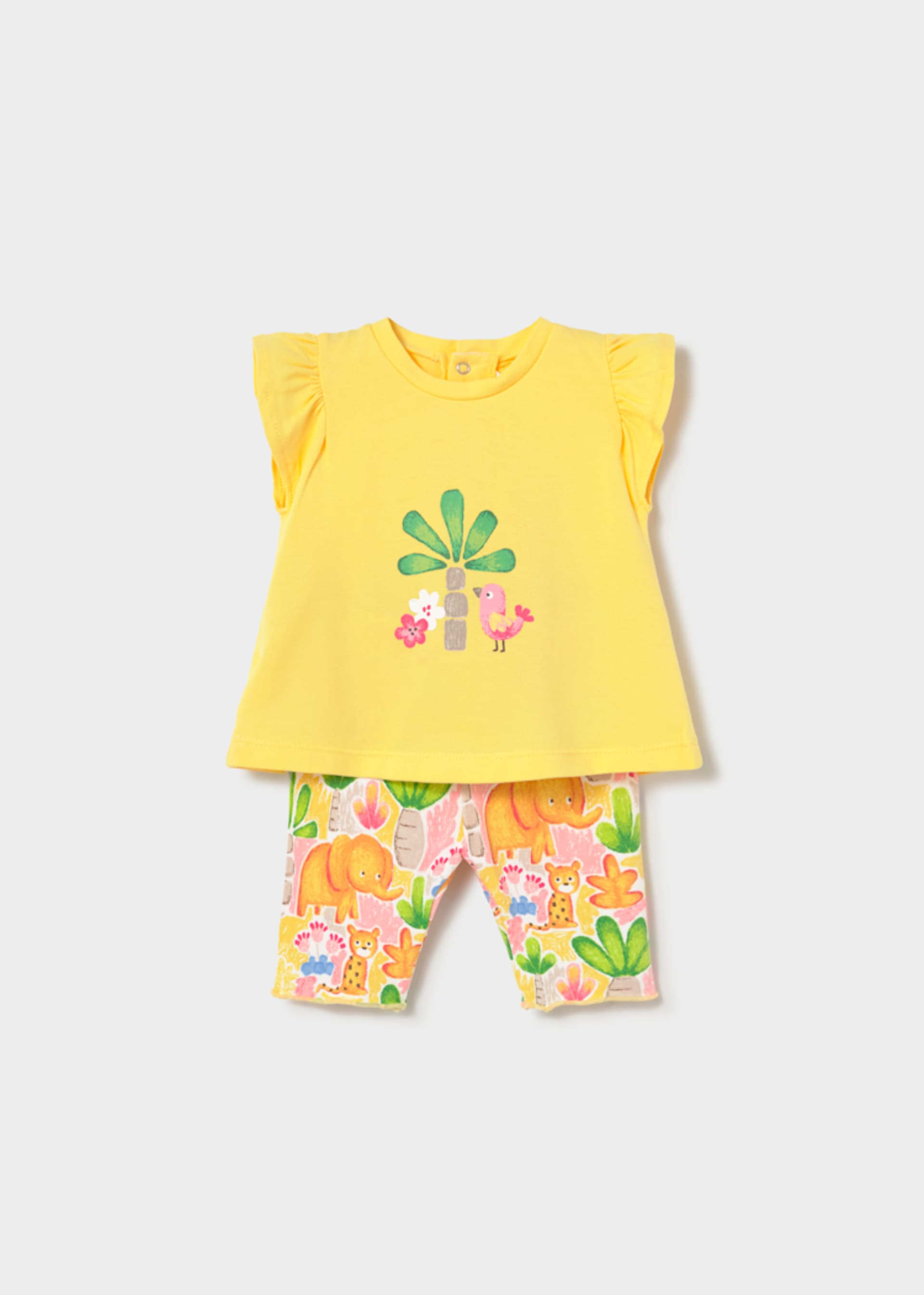 Conjunto leggings estampado e t-shirt recém nascida
