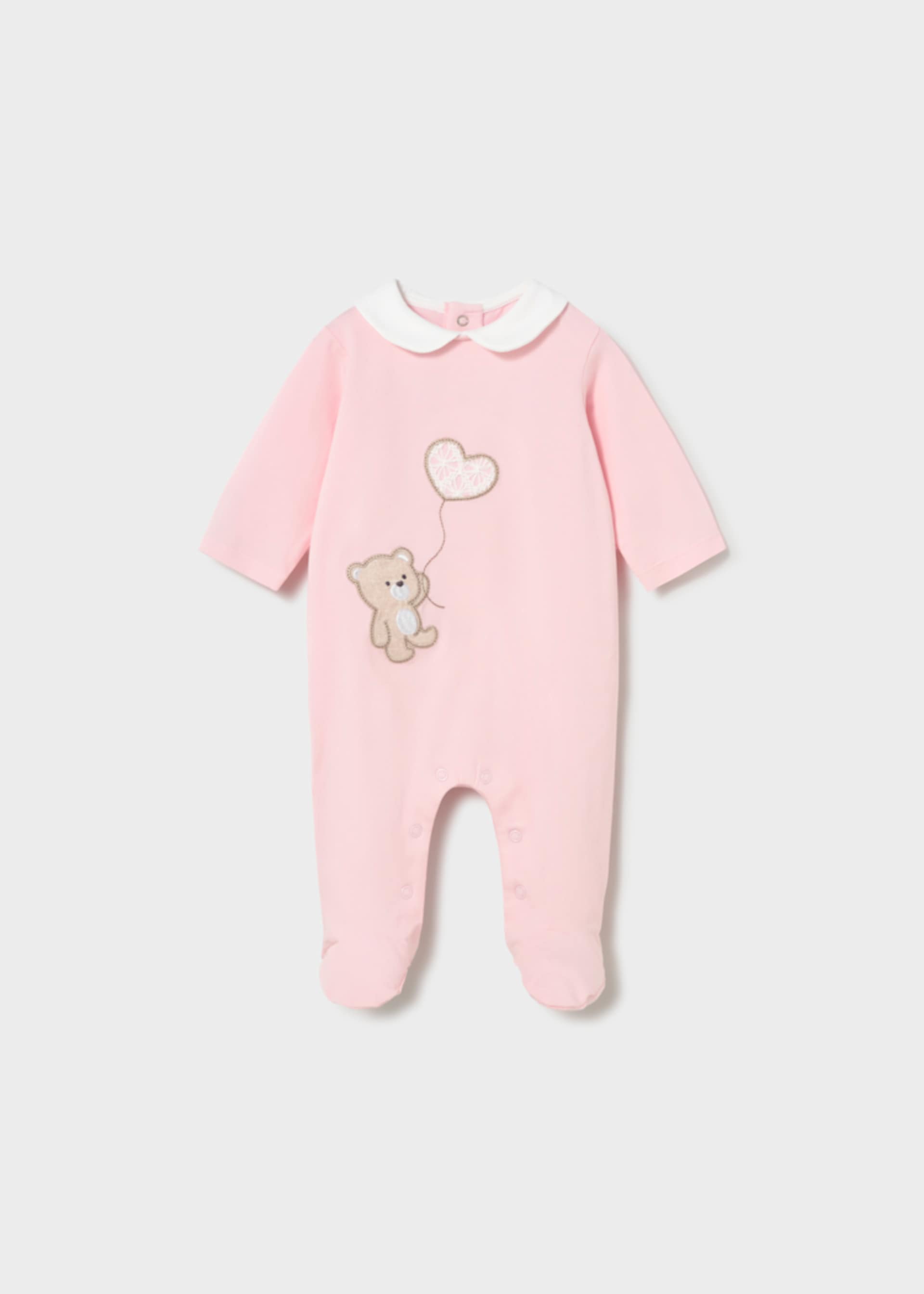 Pijama cu broderie lunga nou-nascut