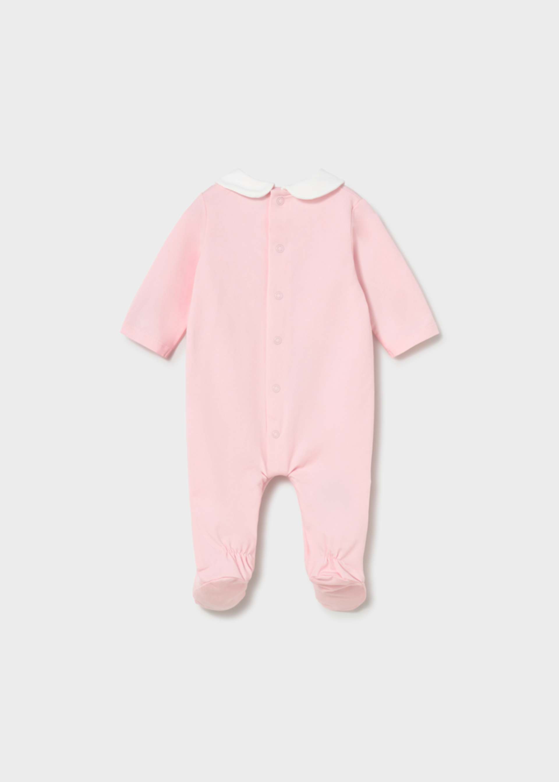 Pijama cu broderie lunga nou-nascut