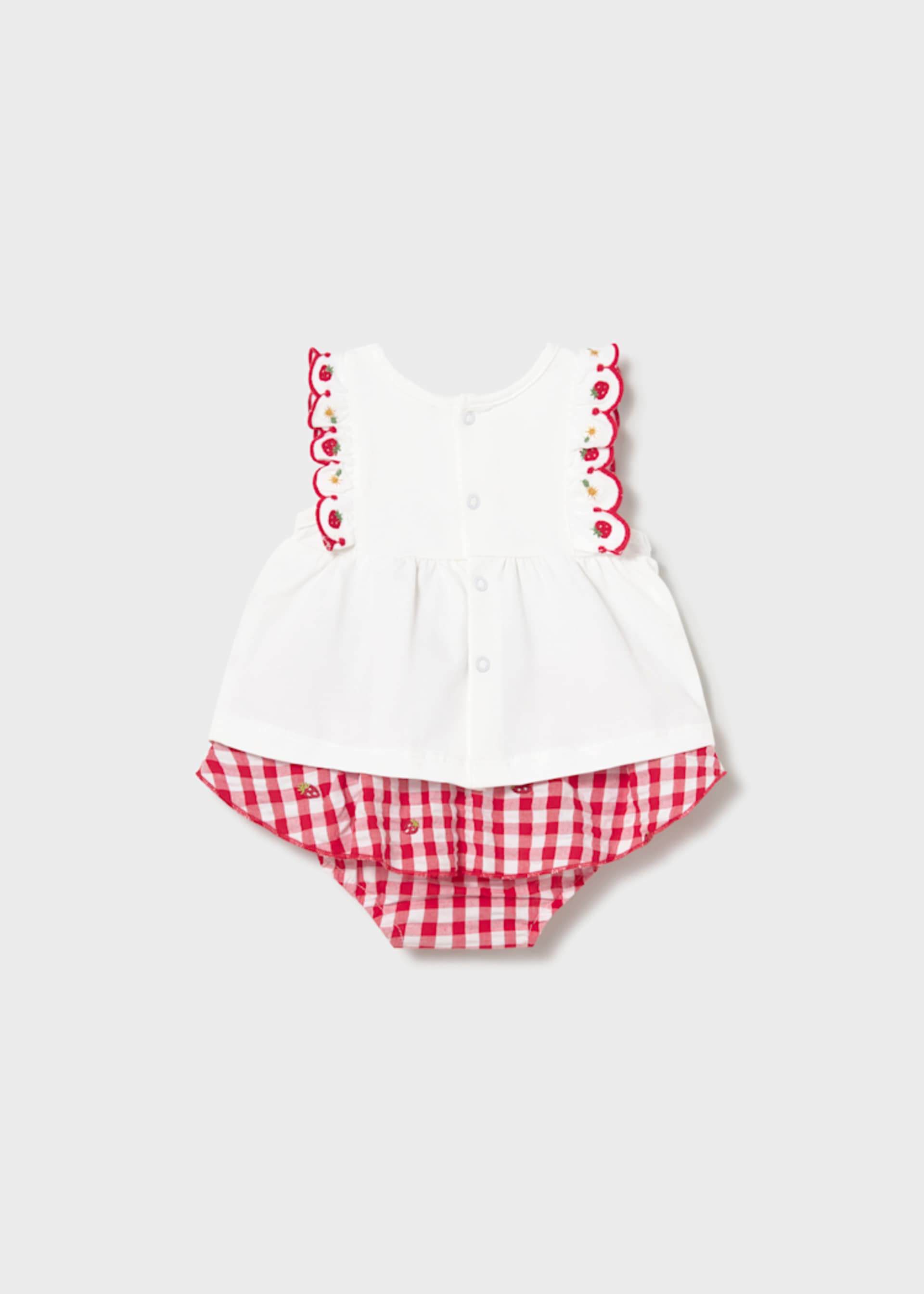 Conjunto falda cuadros y camiseta recién nacida