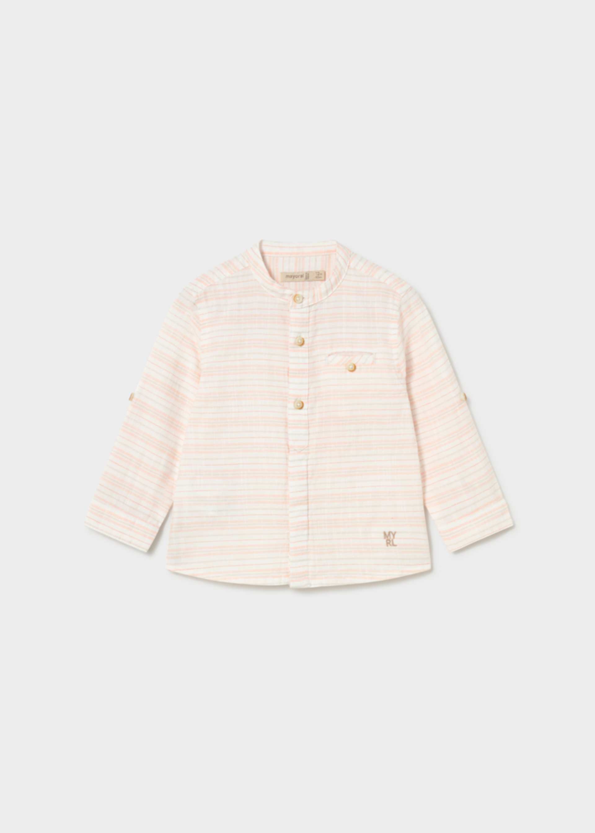 Camicia a righe maniche lunghe neonato