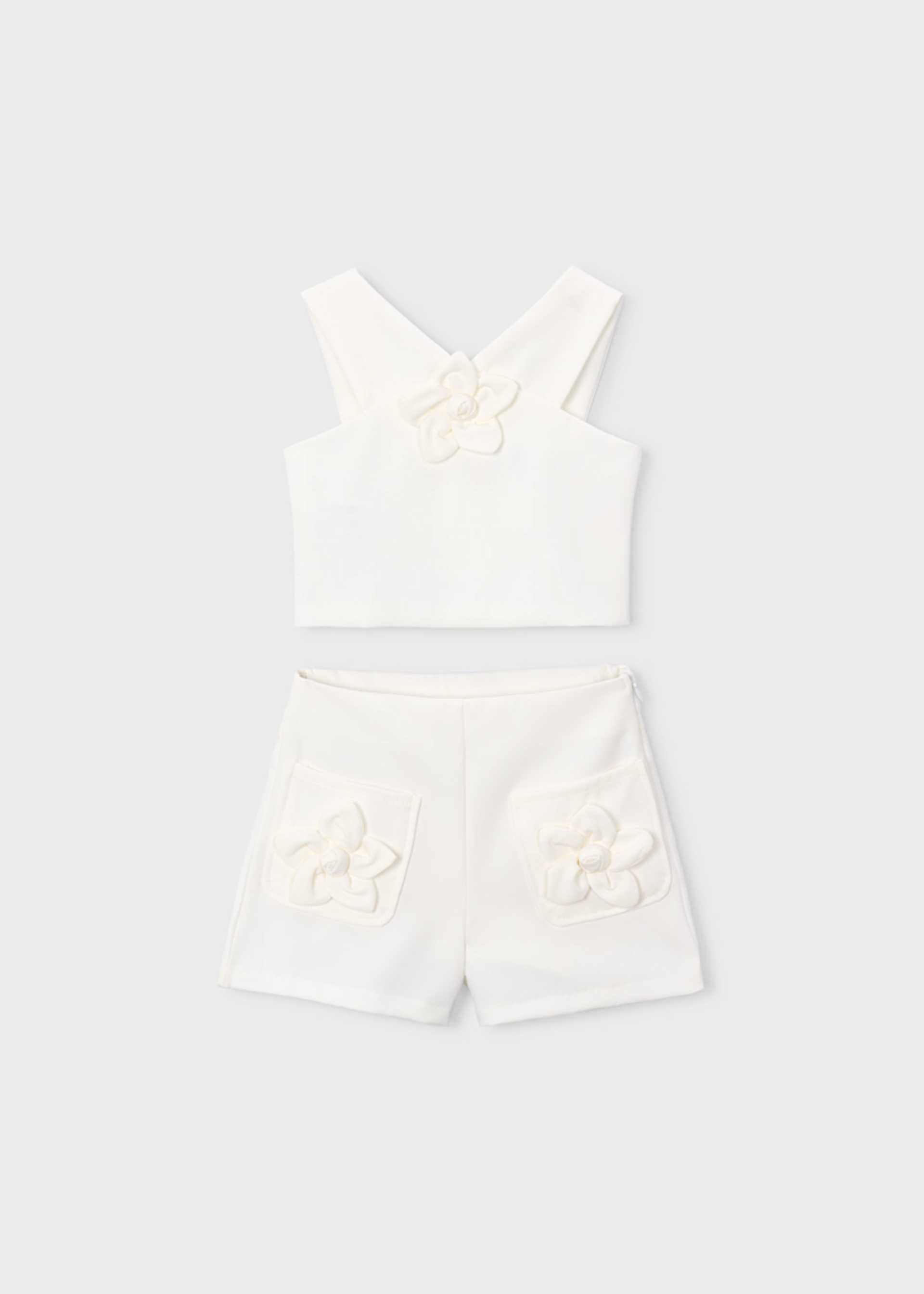 Conjunto pantalón corto y top flor niña