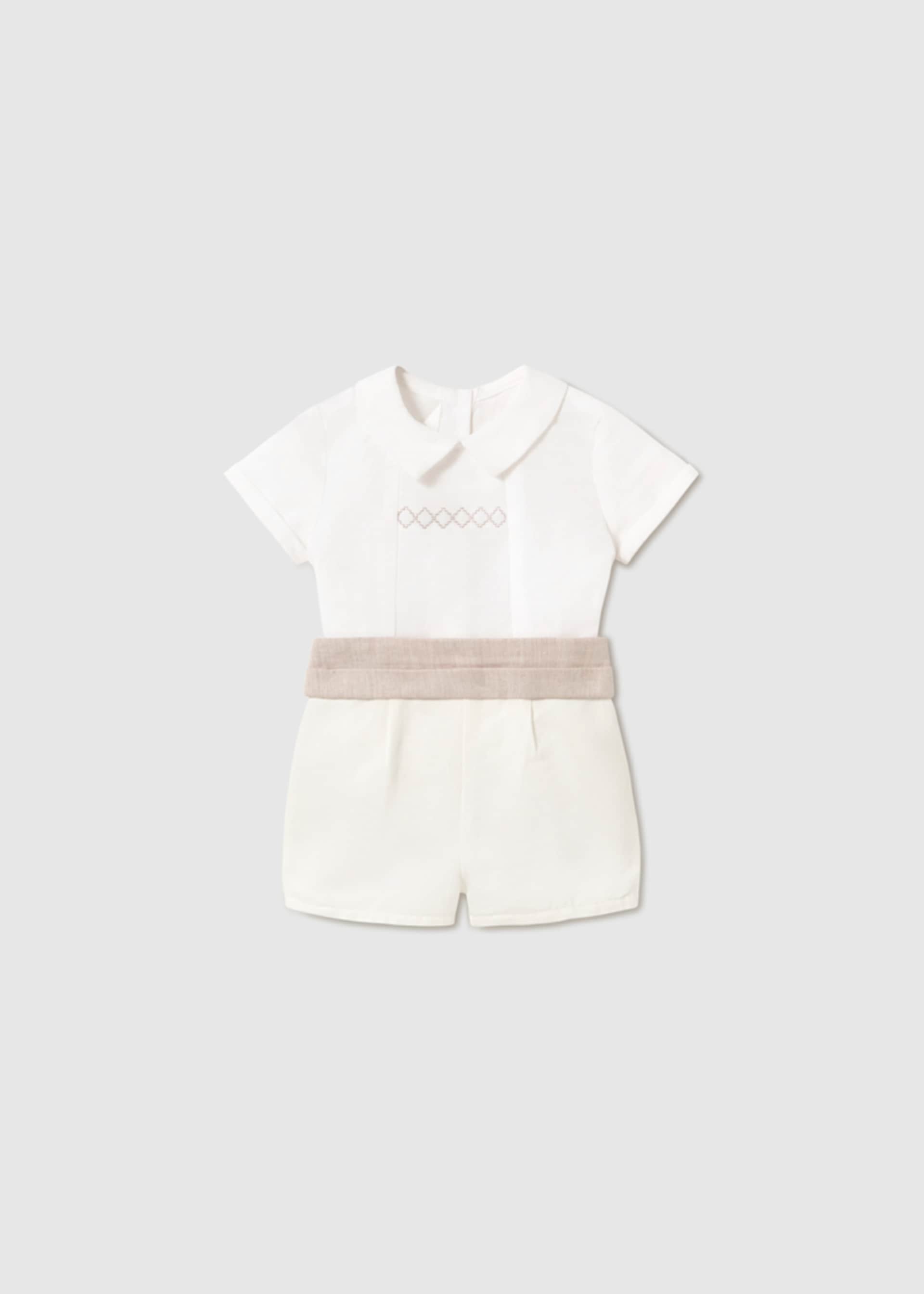 Conjunto ceremonia pantalón corto y camisa recién nacido