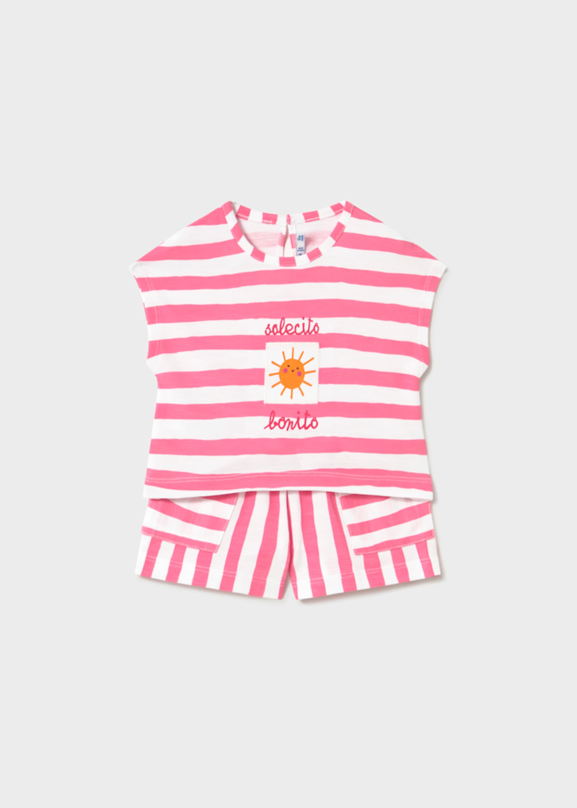 Completo pantaloncino e maglietta righe neonata