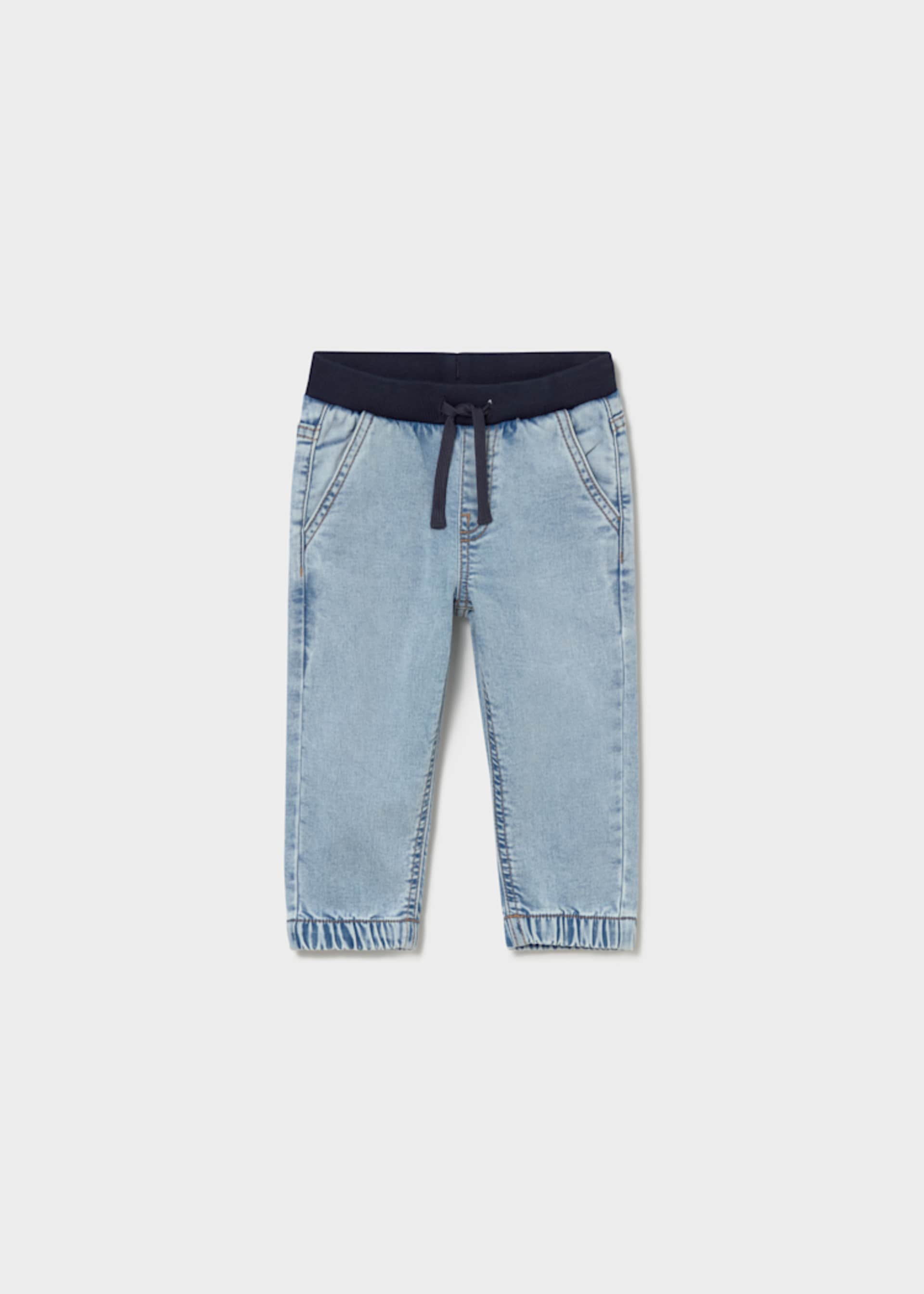 Pantaloni denim talie elestica bebe