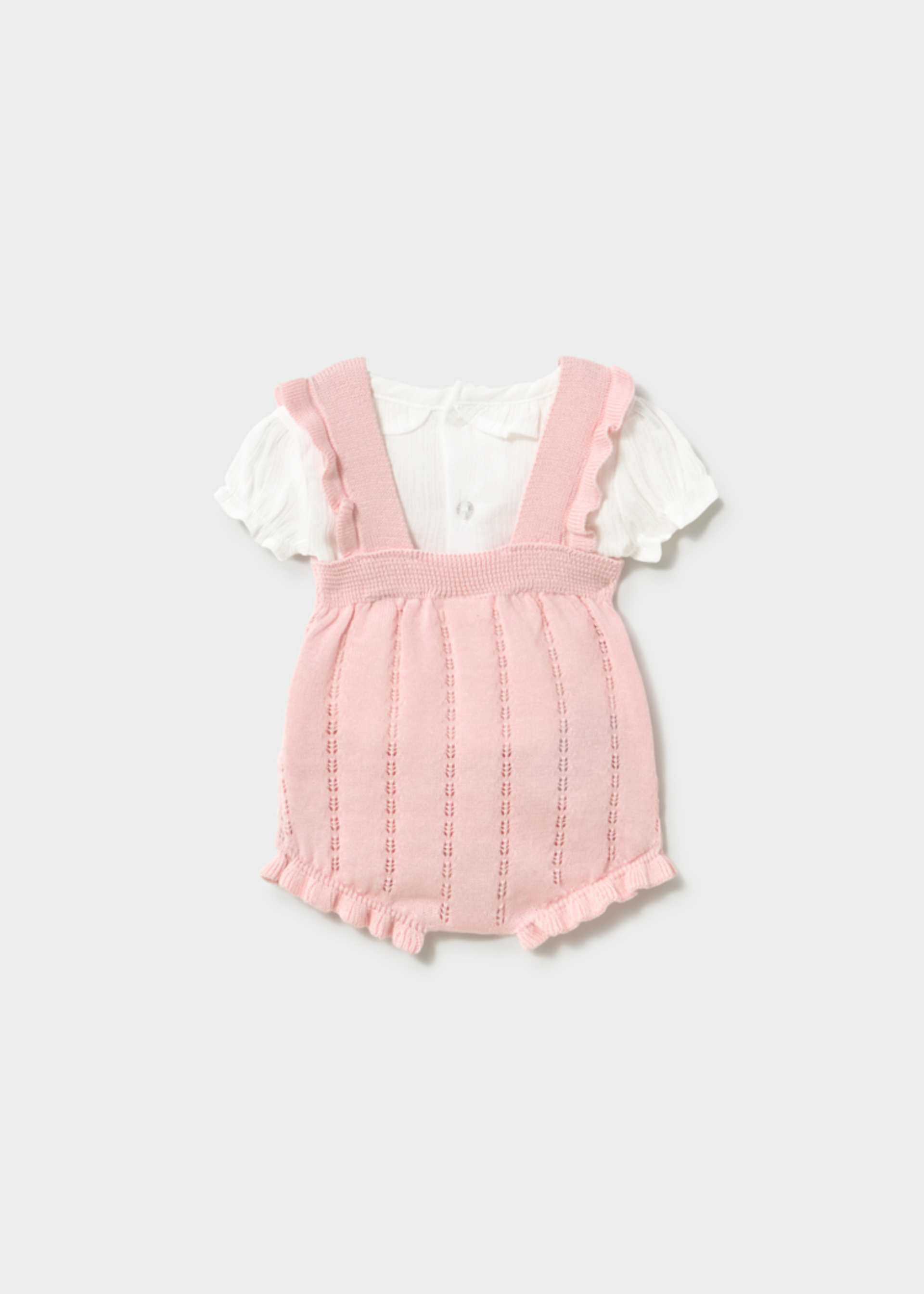 Newborn Girl Knit Dungaree and Blouse Set