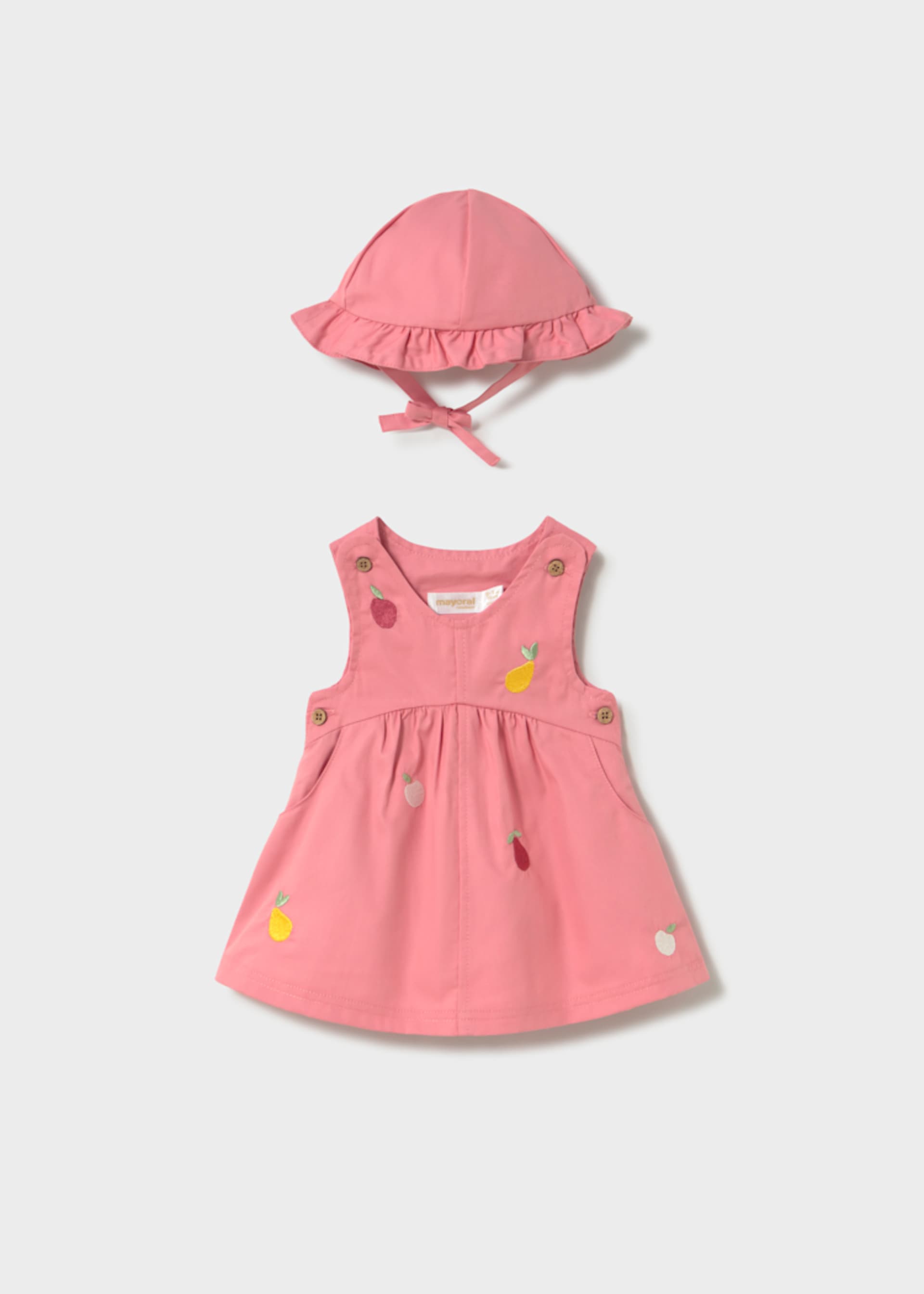 Vestido com chapéu folhos recém nascida