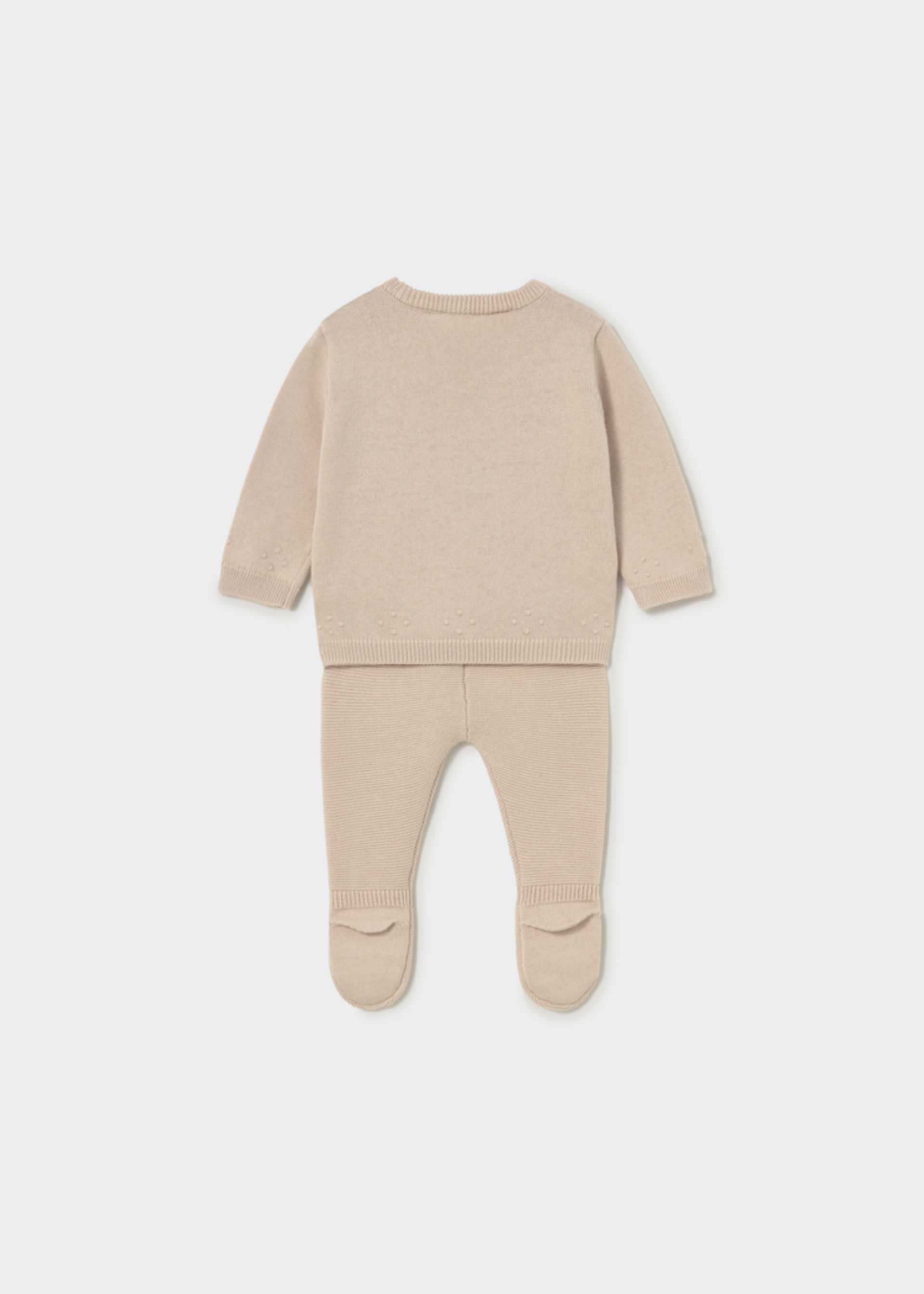 Conjunto pantalón y suéter tricot recién nacido