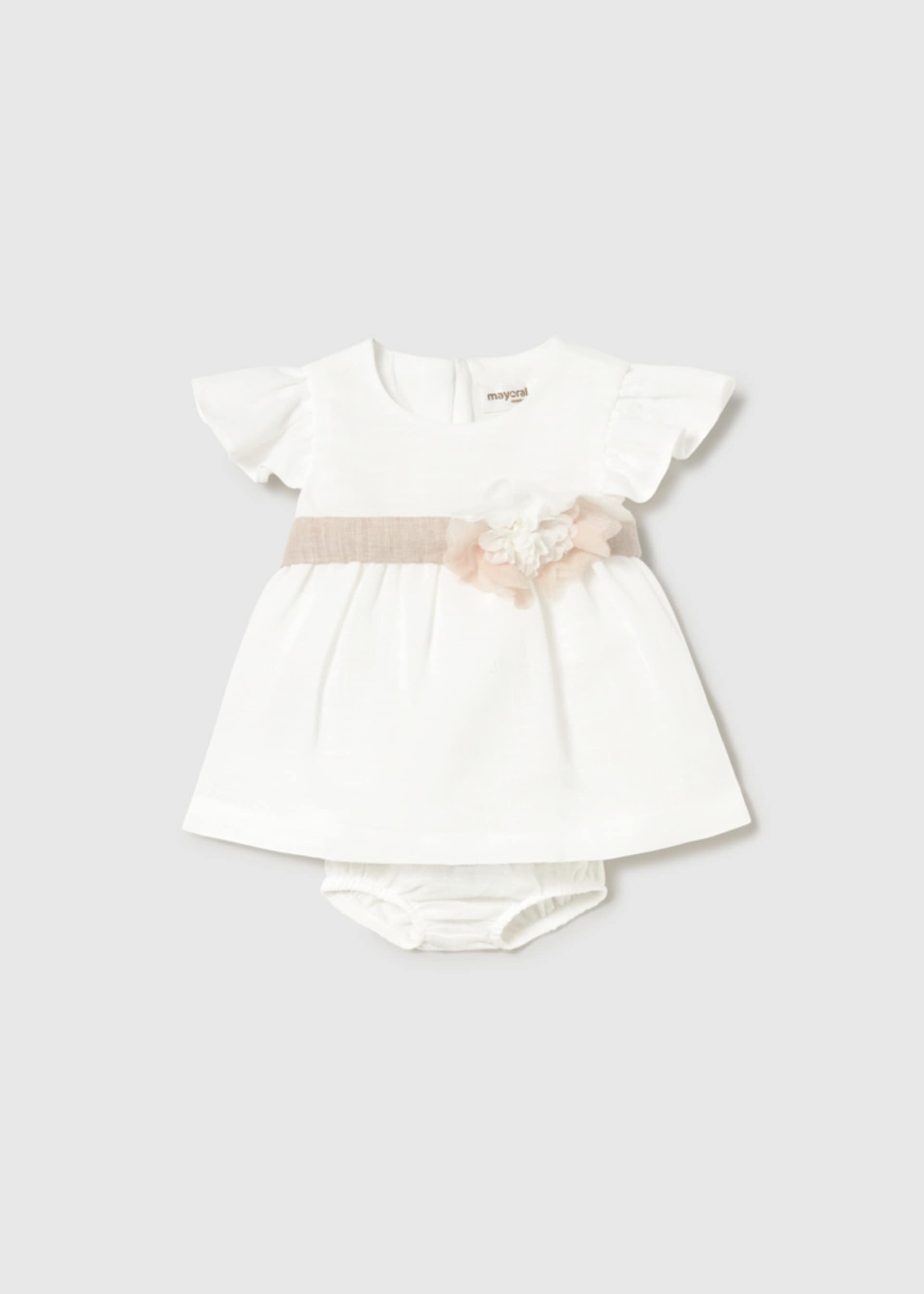 Kleid mit Windelhöschen und Blumengürtel Neugeborene