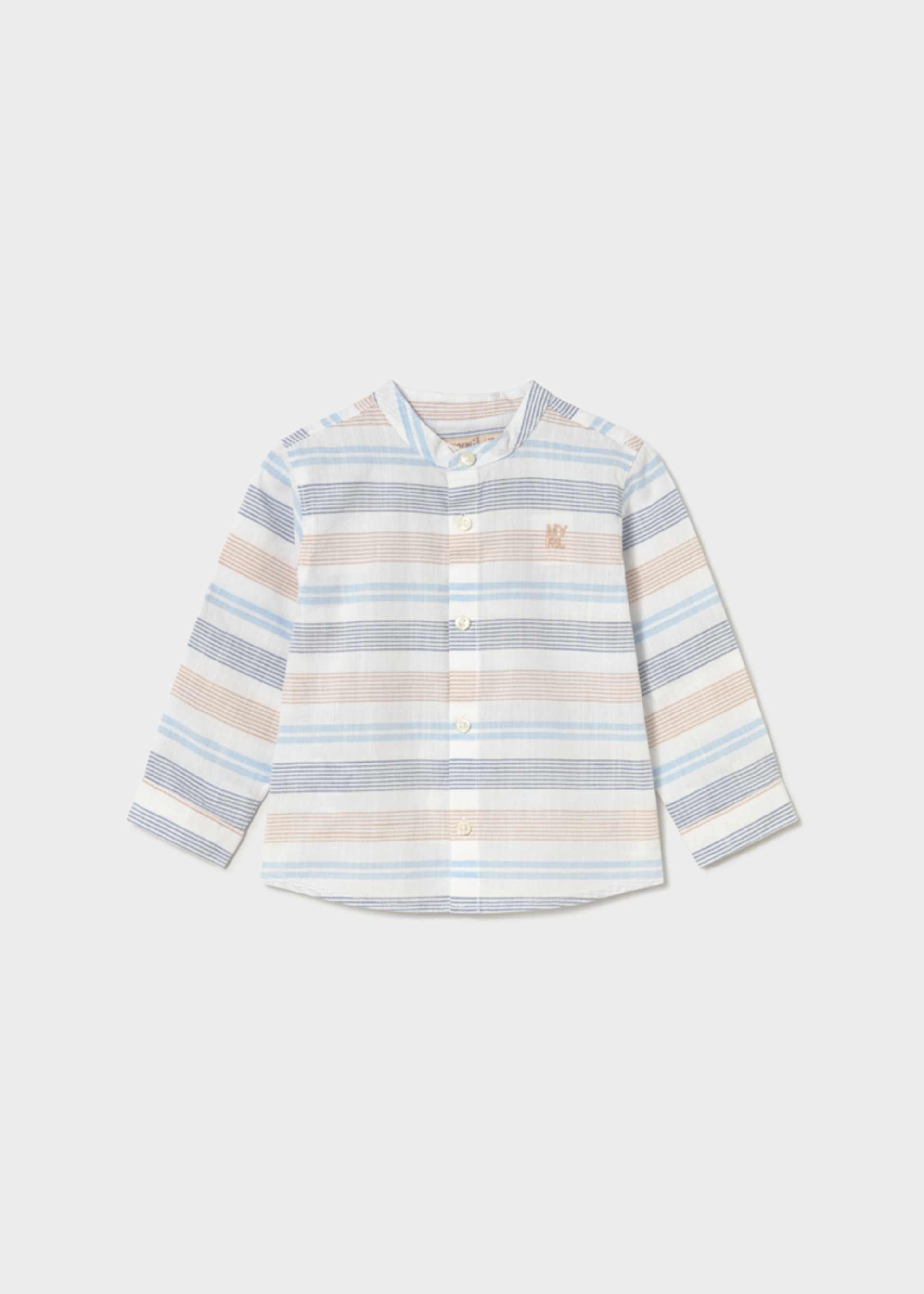 Striped shirt with mandarin collar