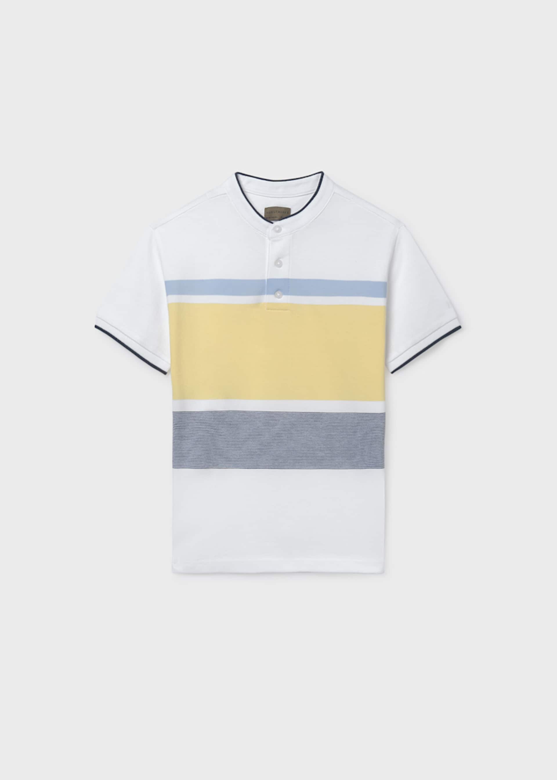 Boy's piqué polo shirt with stripes