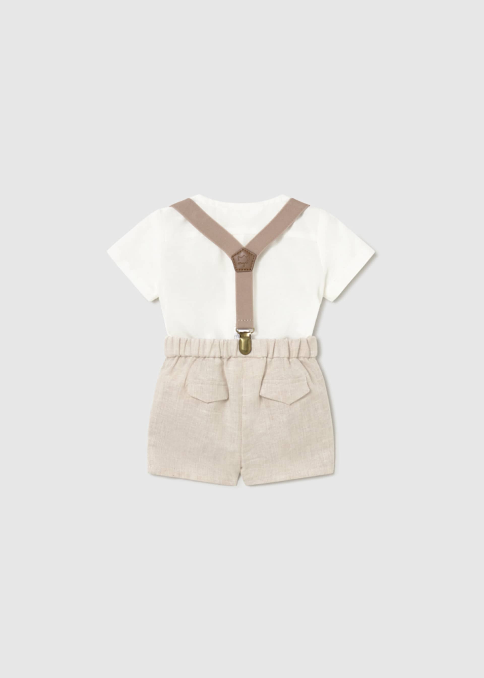 Completo pantaloncino bretelle e camicia neonato