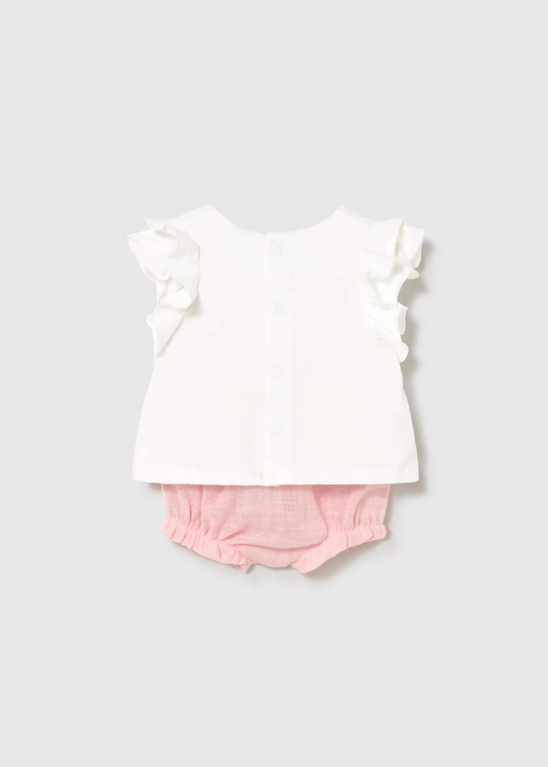 Conjunto calções e t-shirt flor recém nascida