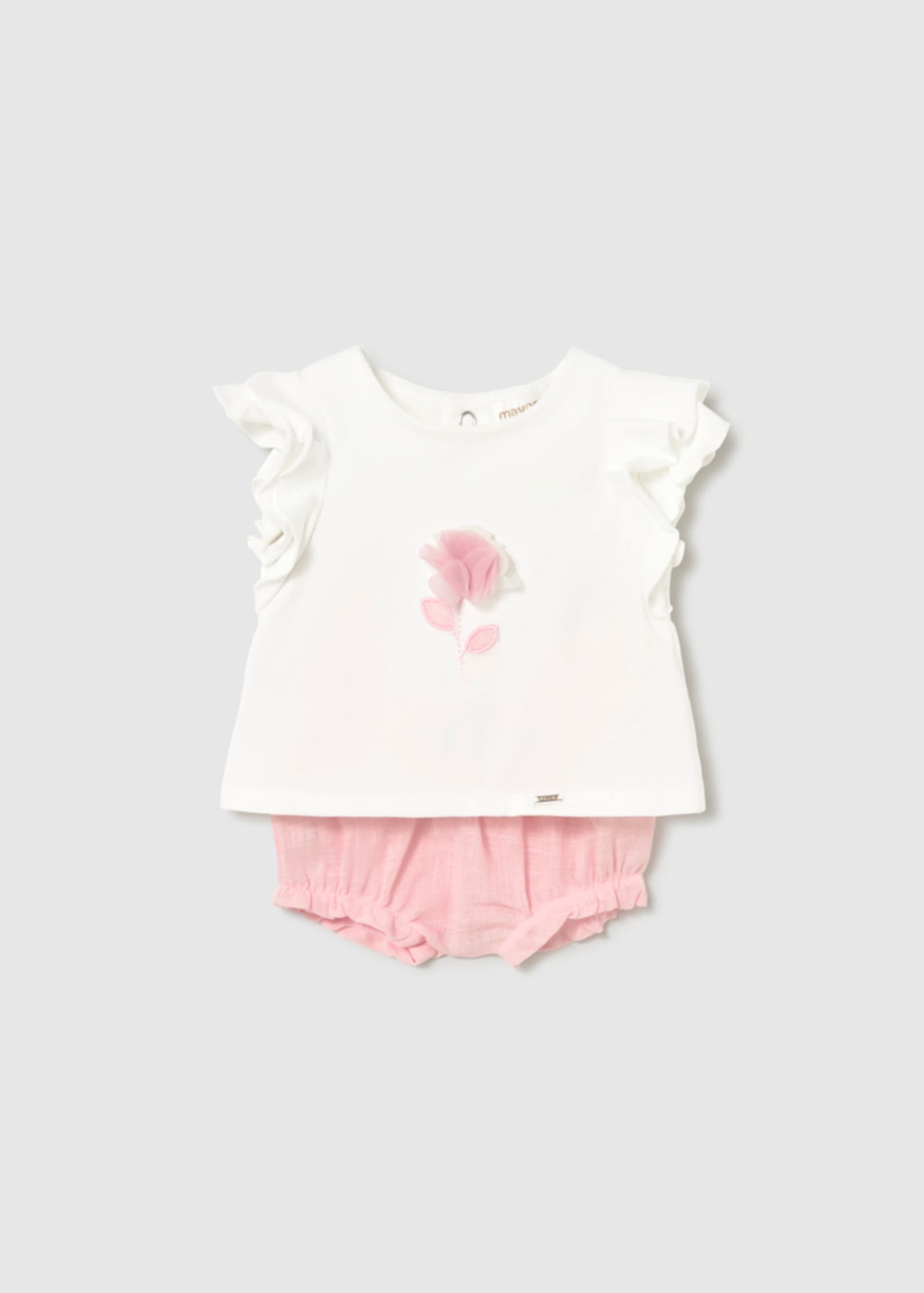 Set kurze Hose und T-Shirt Blume Neugeborene