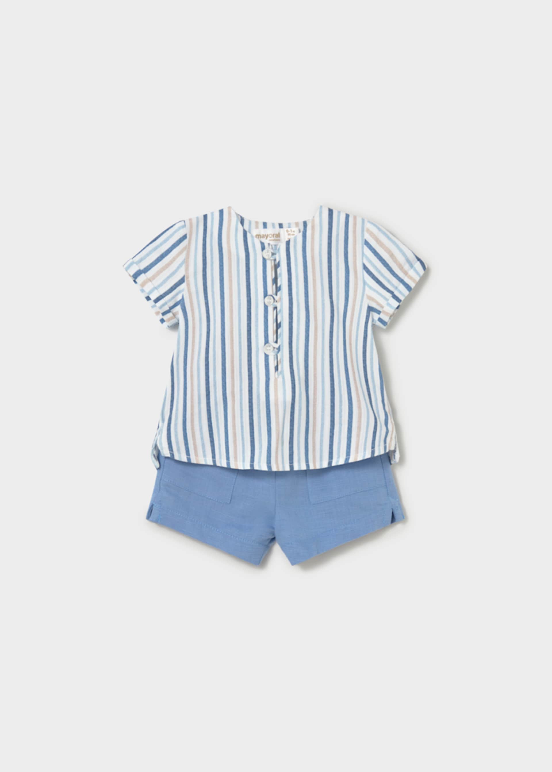 Completo pantaloncino e camicia a righe neonato