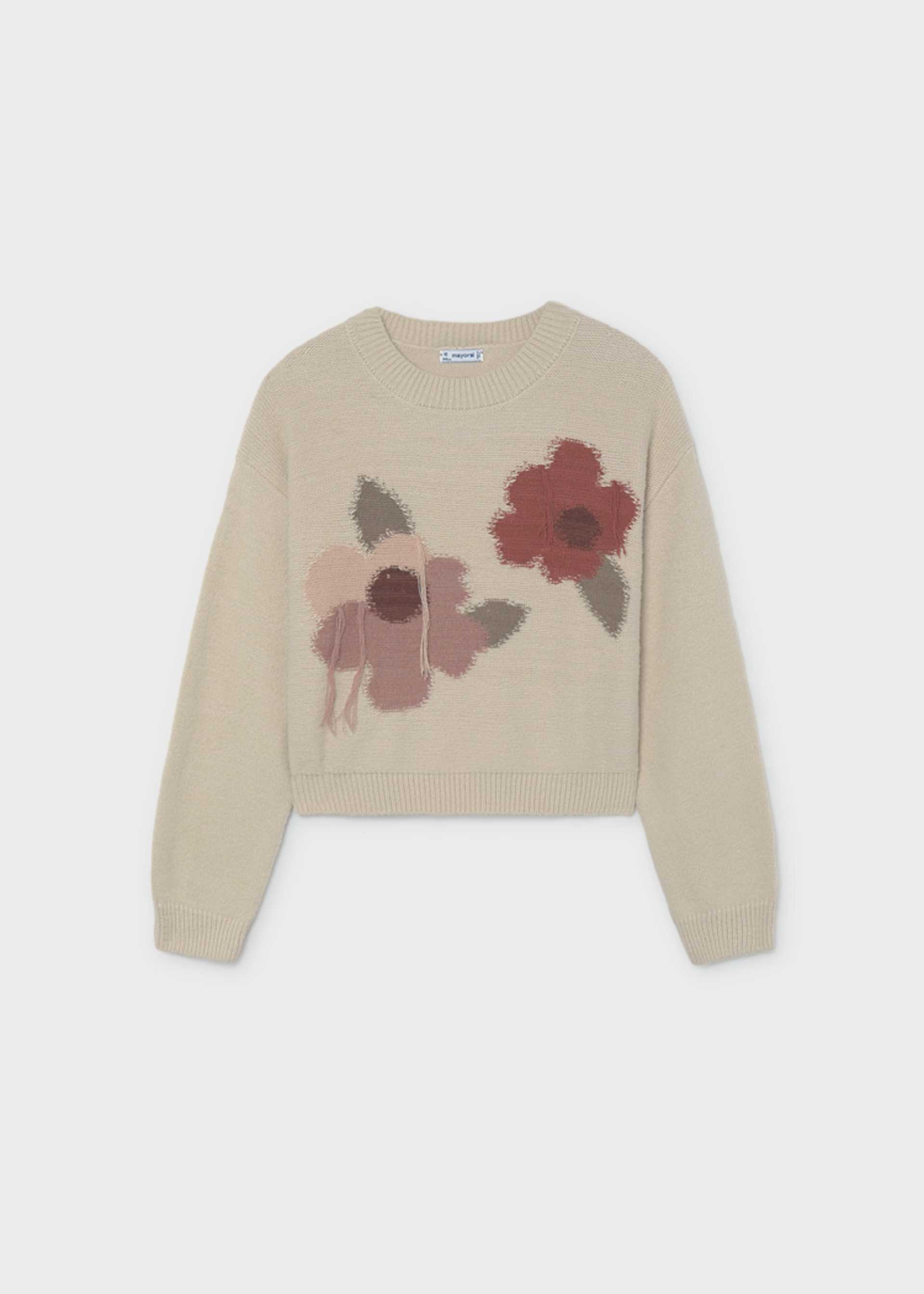 Girls' floral intarsia jumper