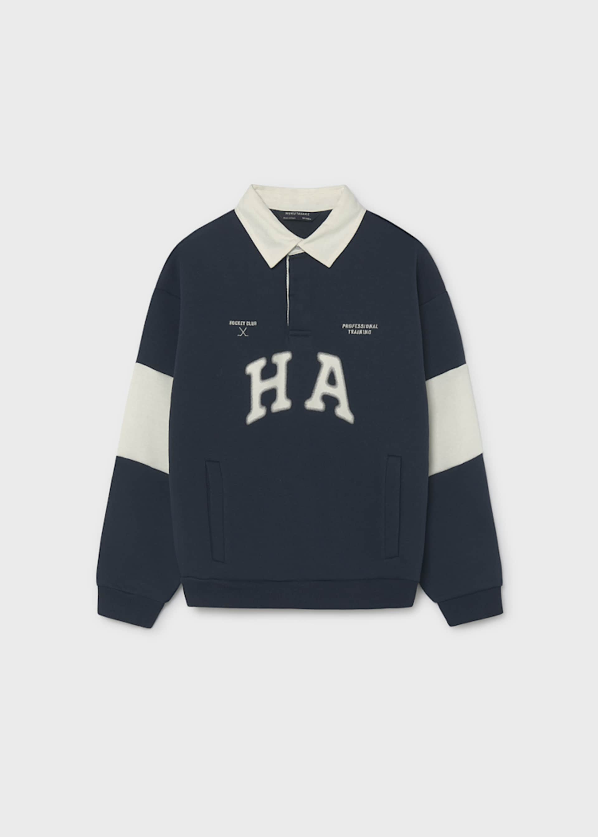 Sweatshirt Polokragen bestickt Teenager Jungen