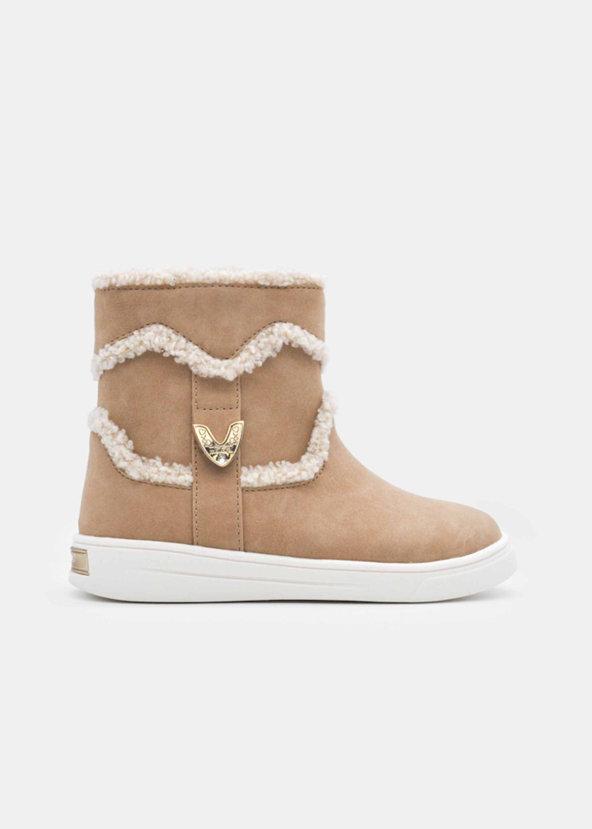 Girls' heart-shaped fur ankle boots