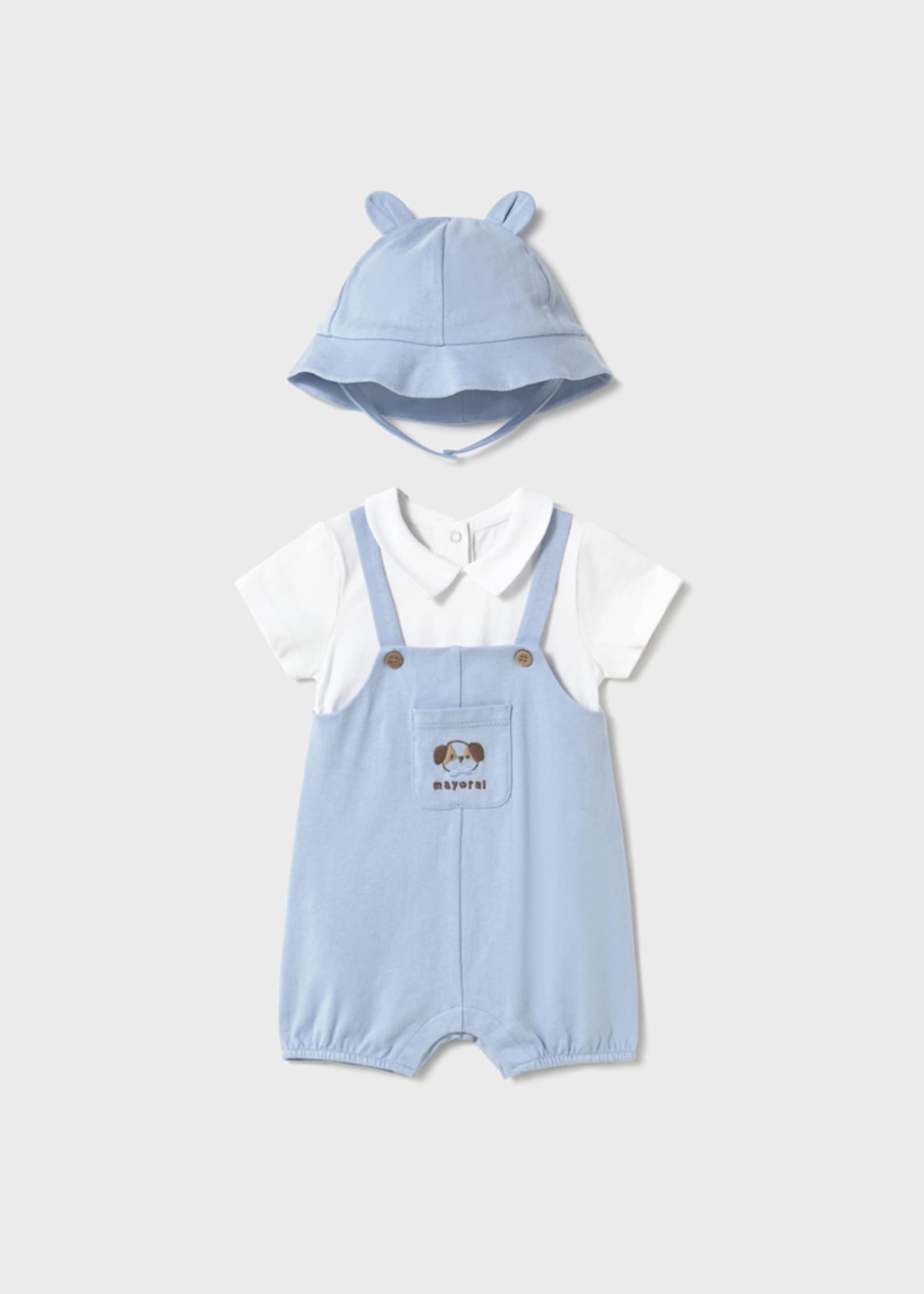 Pelele punto perrito con gorro recién nacido