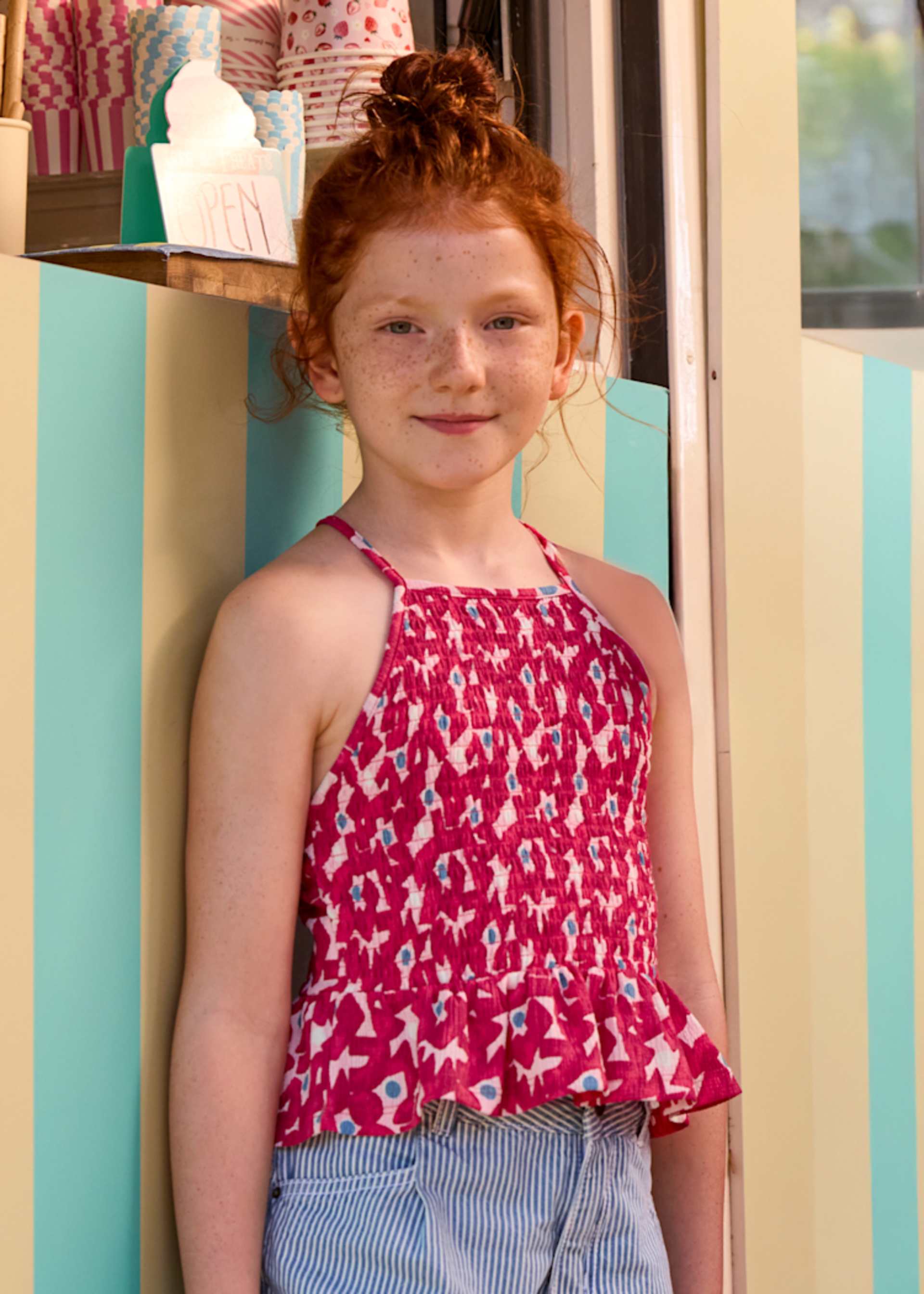 Top en maille imprimé fille