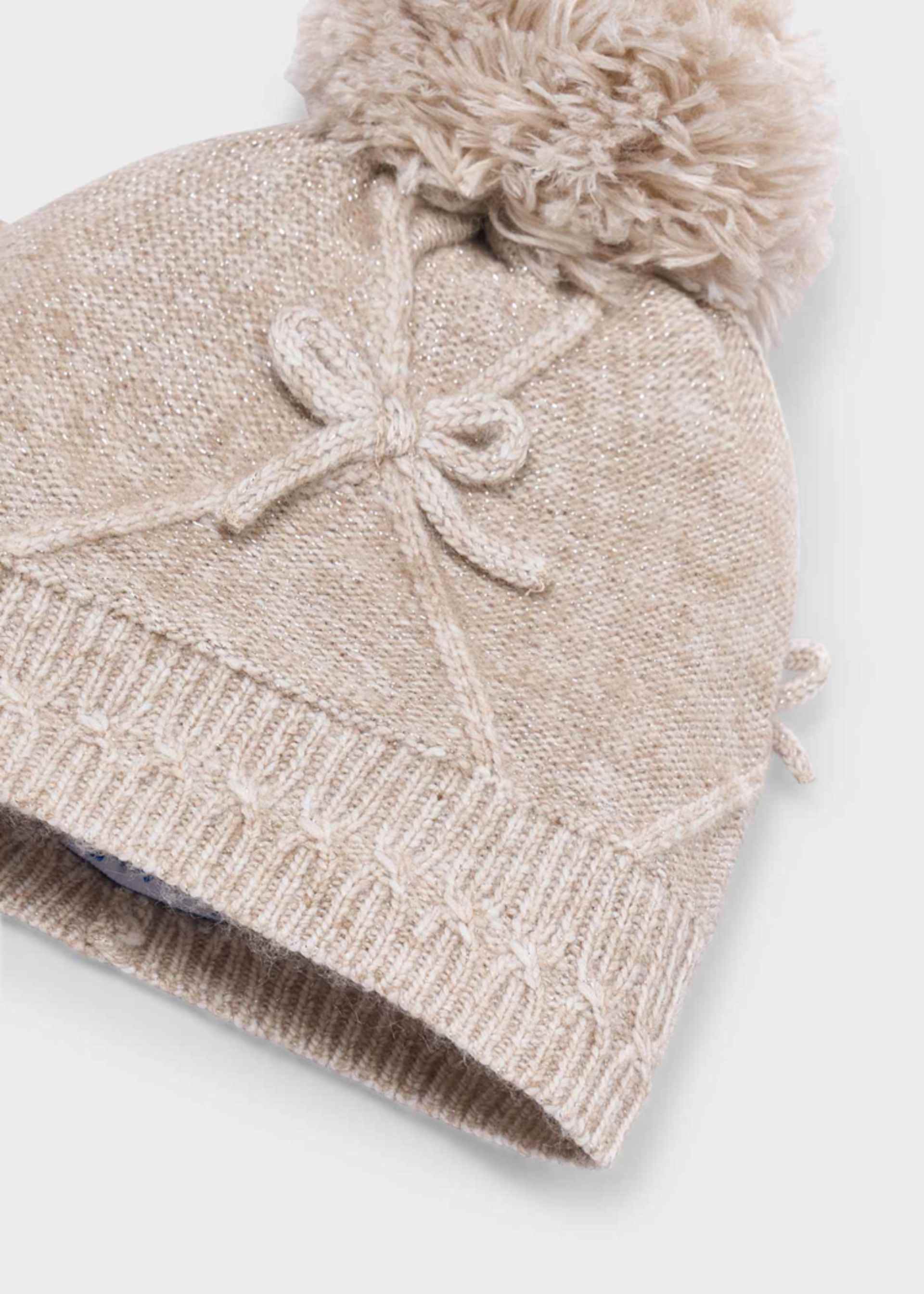 Girls' hat and scarf set with bow detail