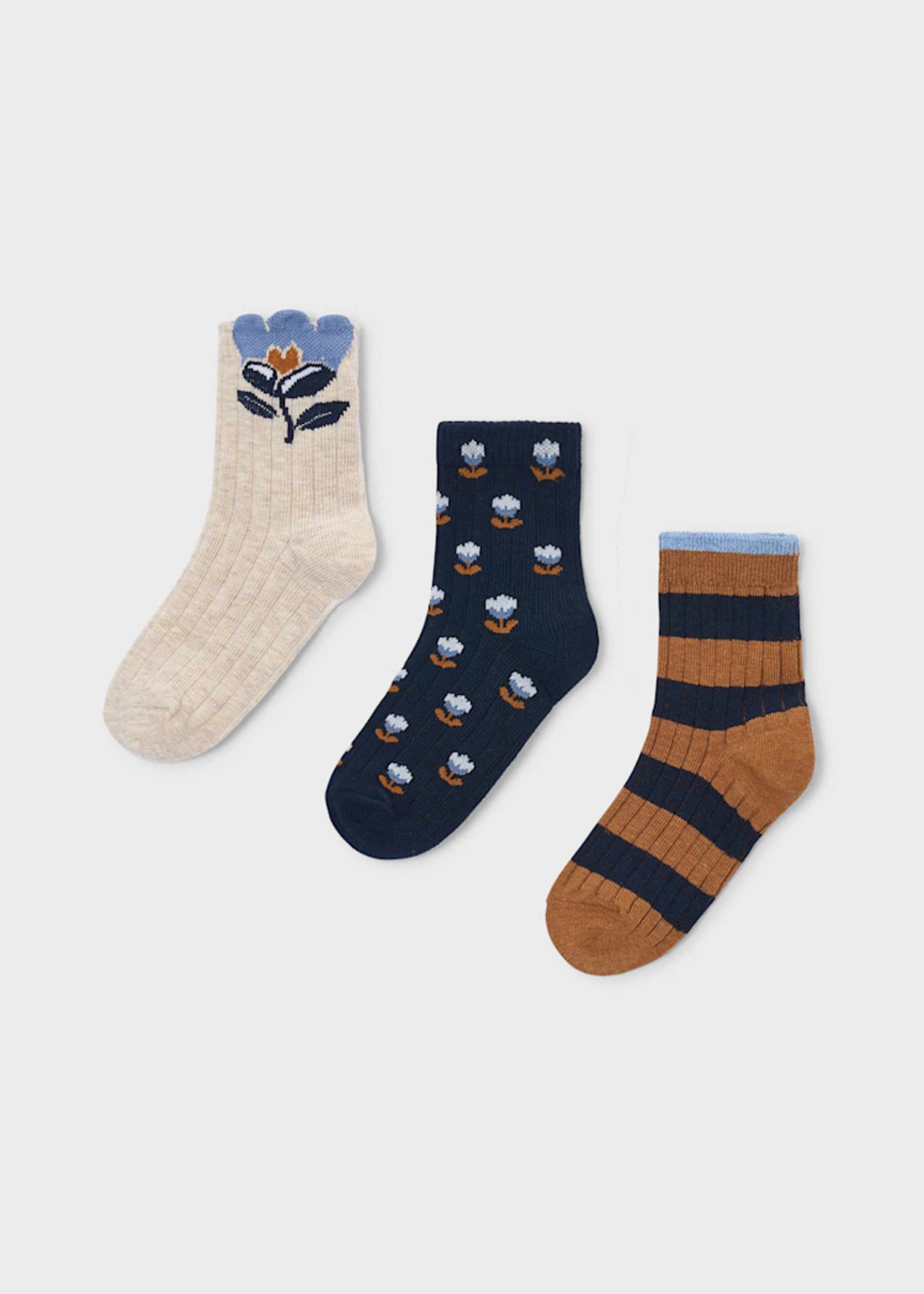 Lot 3 chaussettes fleurs fille