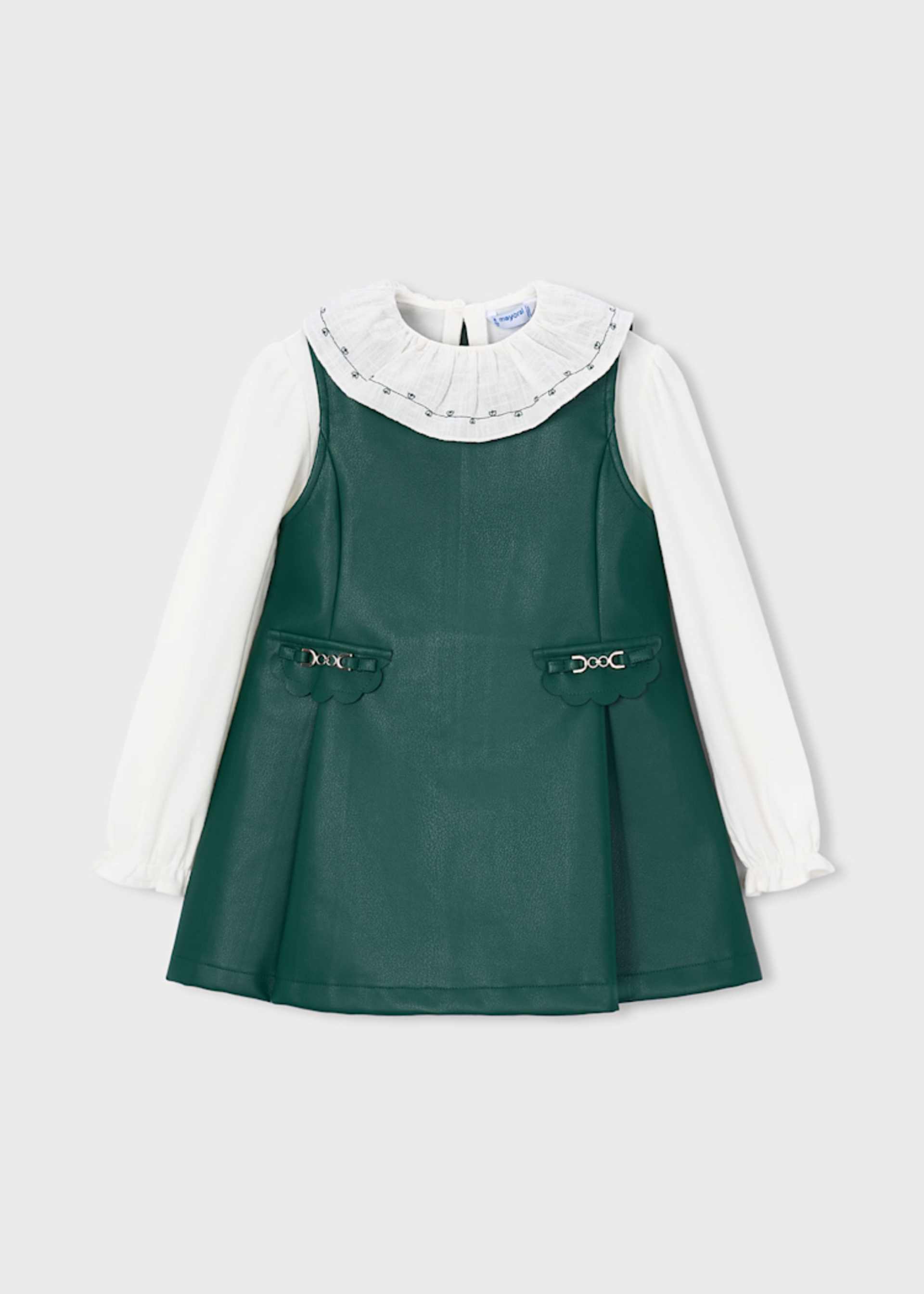 Rochie imitatie piele cu bluza fetita