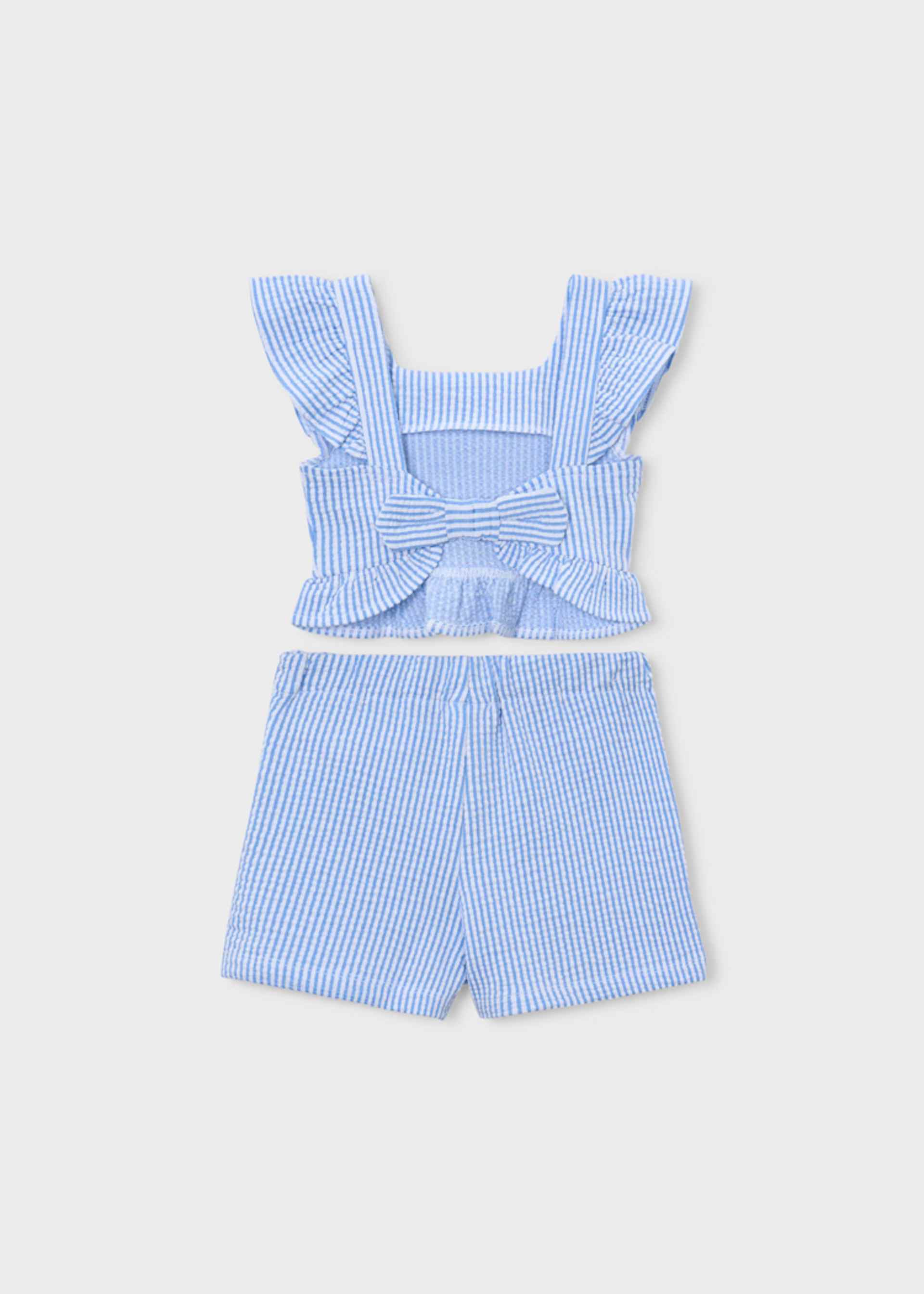 Conjunto calções e top riscas menina