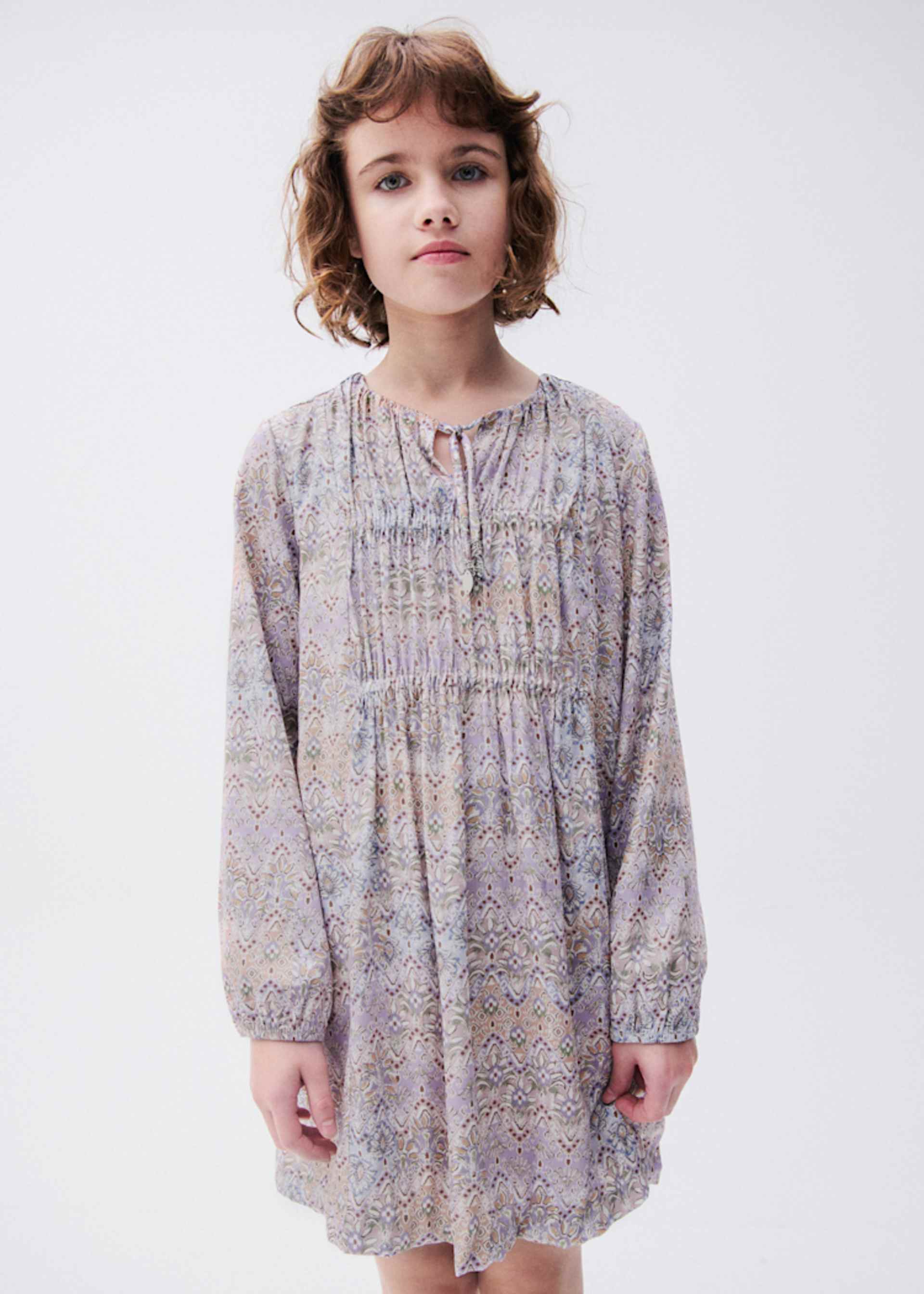 Vestido acetinada estampada rapariga