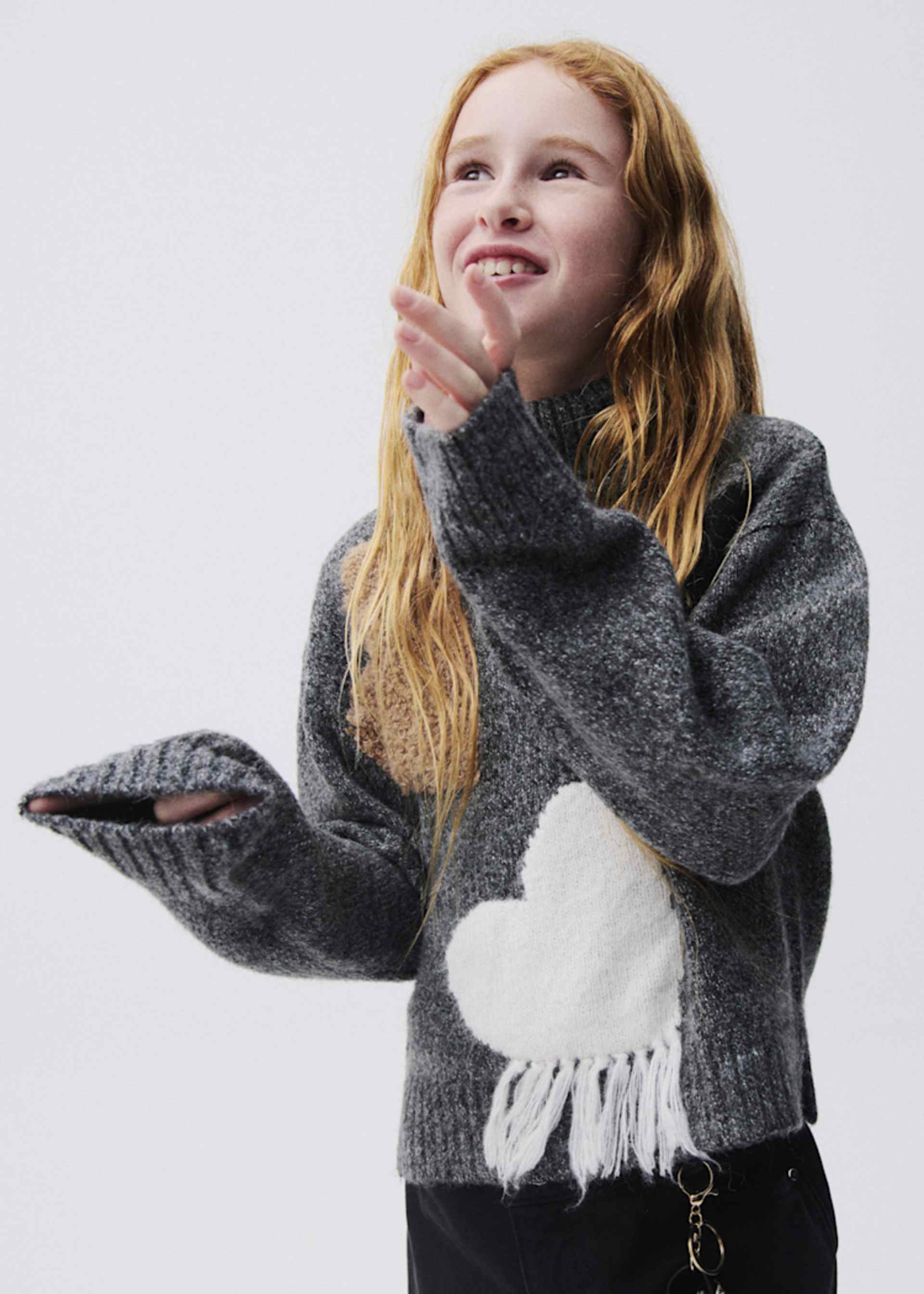 Girls' heart-patterned jumper