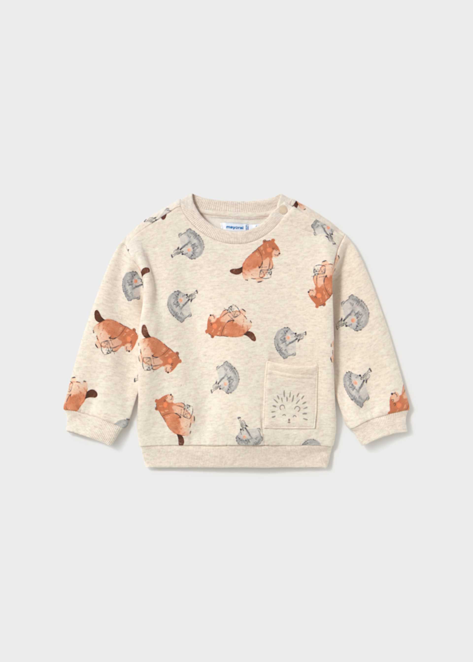 Baby animal print hoodie with pocket