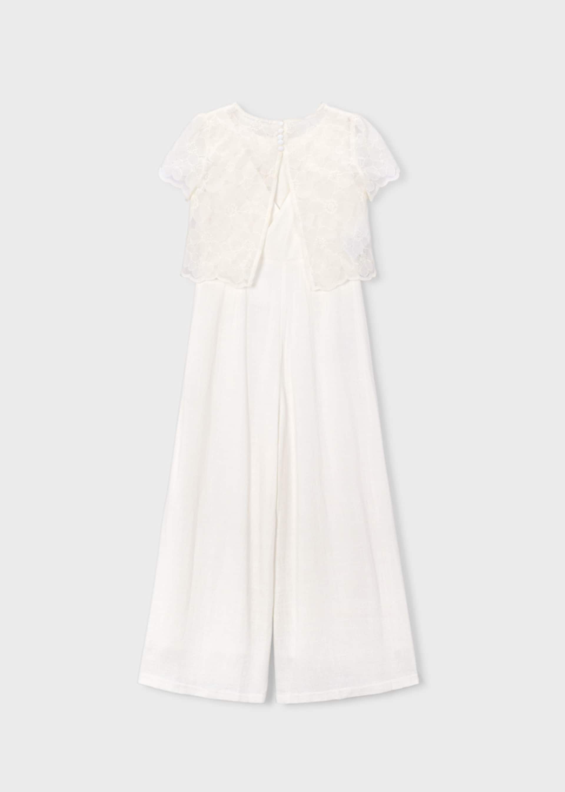 Mono Comunión con top de organza niña Mono Comunión con top de organza niña
