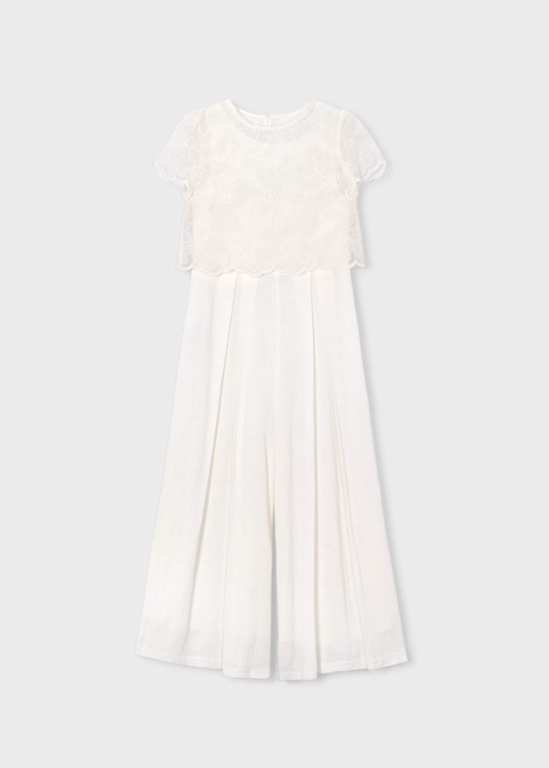 Mono Comunión con top de organza niña Mono Comunión con top de organza niña