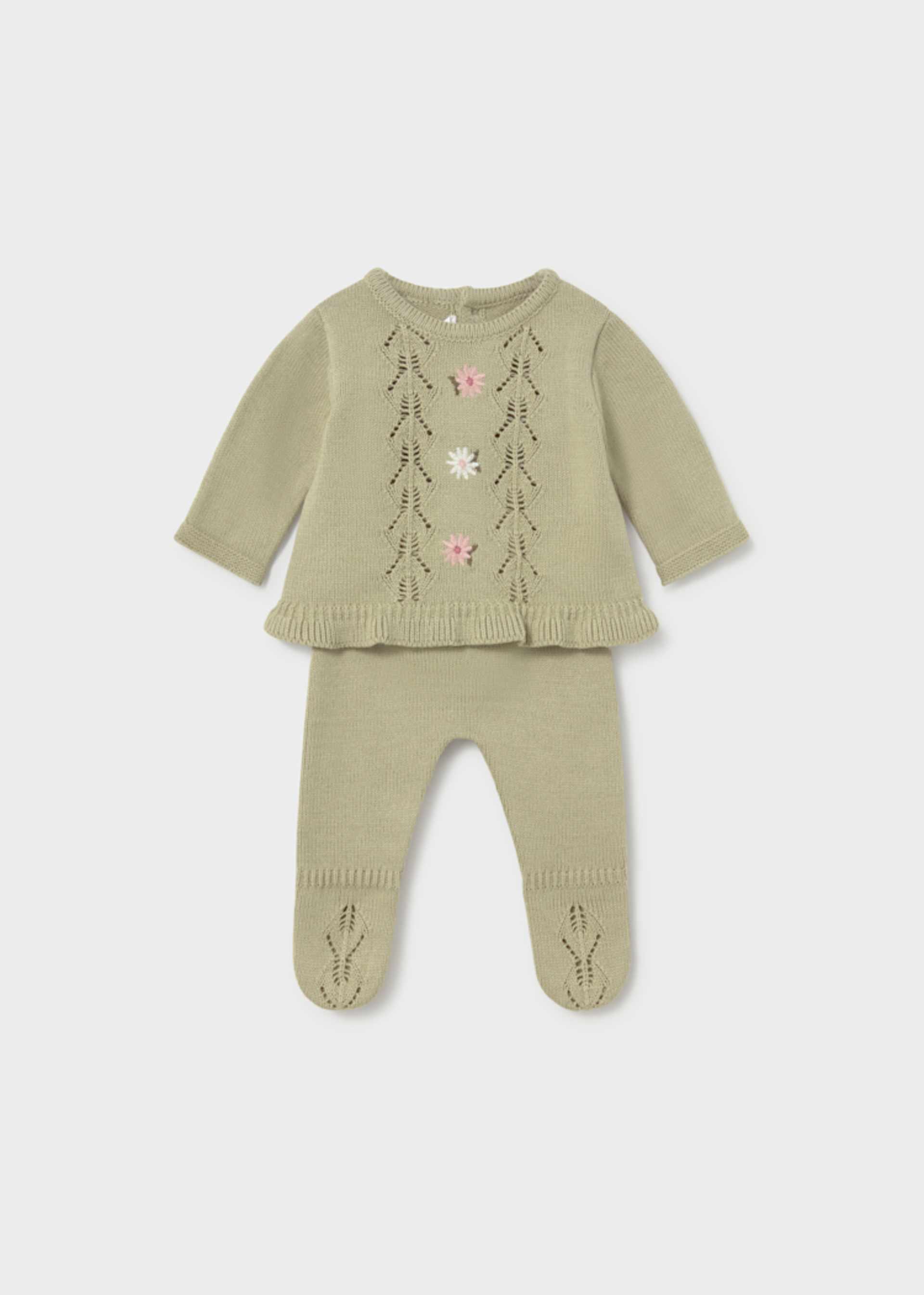 Conjunto calças com pés e camisola recém nascida Conjunto calças com pés e camisola recém nascida