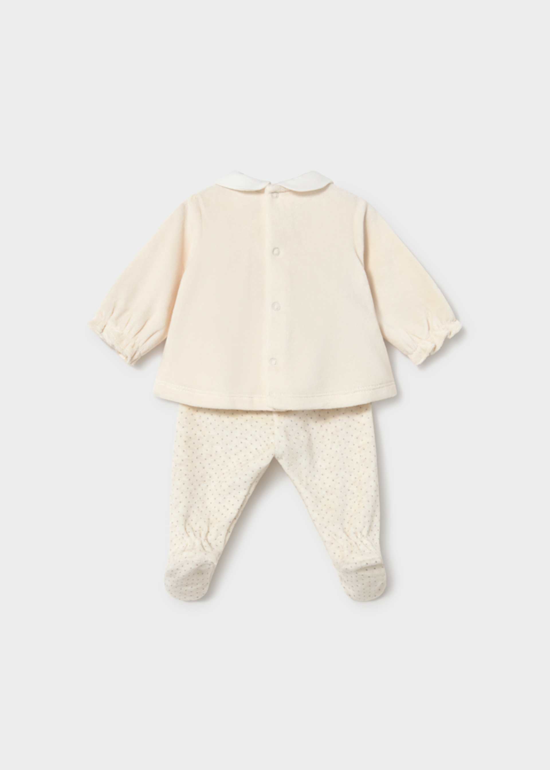 Conjunto calças com pés e camisola recém nascida Conjunto calças com pés e camisola recém nascida