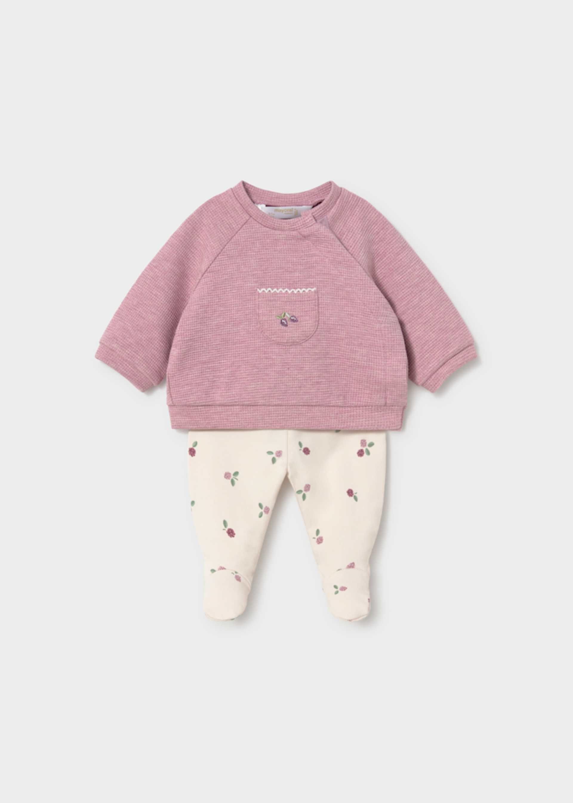 Conjunto calças com pés e sweat recém nascida Conjunto calças com pés e sweat recém nascida