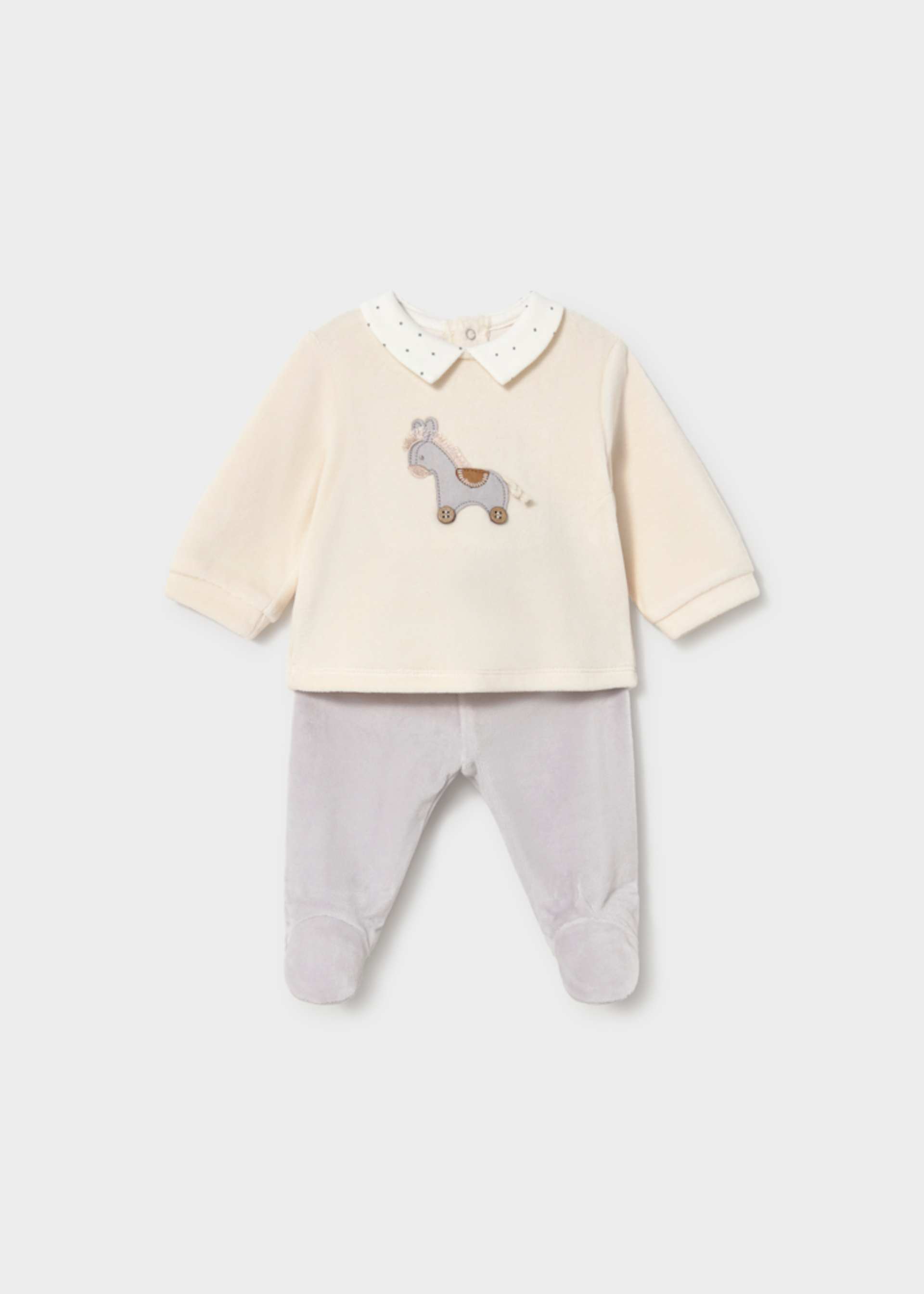 Conjunto calças com pés e camisola recém nascido Conjunto calças com pés e camisola recém nascido