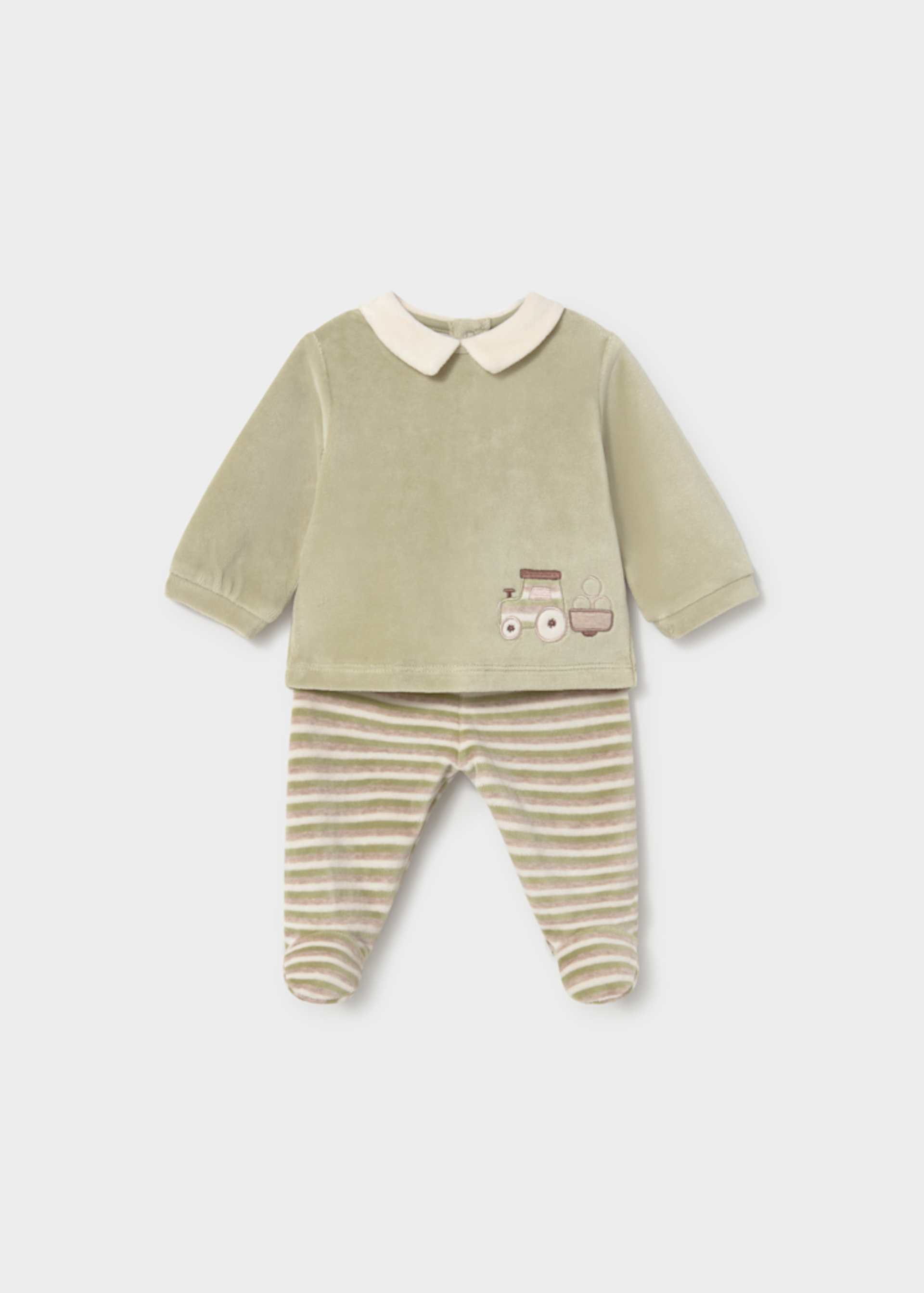 Conjunto calças com pés e camisola recém nascido Conjunto calças com pés e camisola recém nascido
