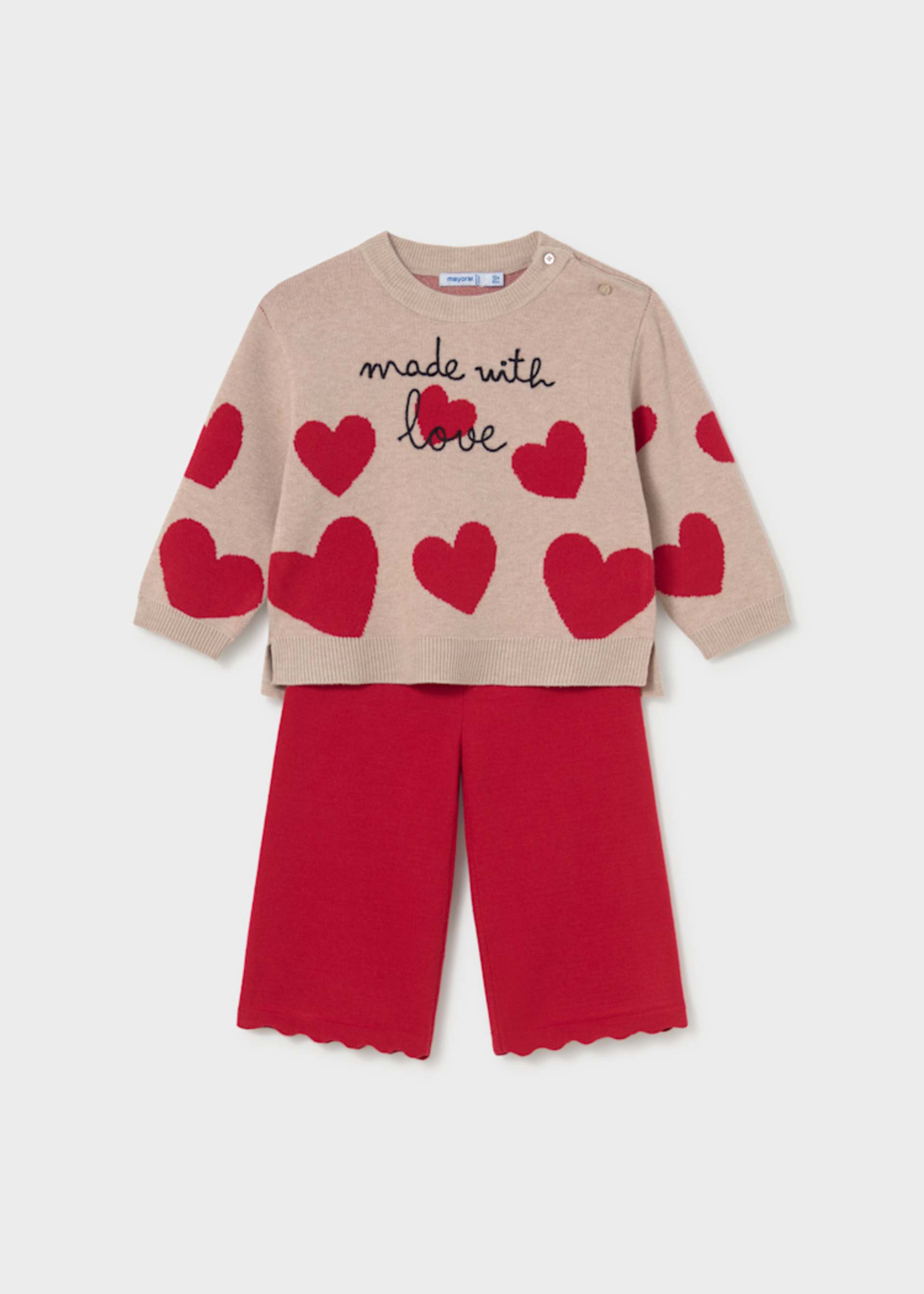Baby heart trousers and jumper set